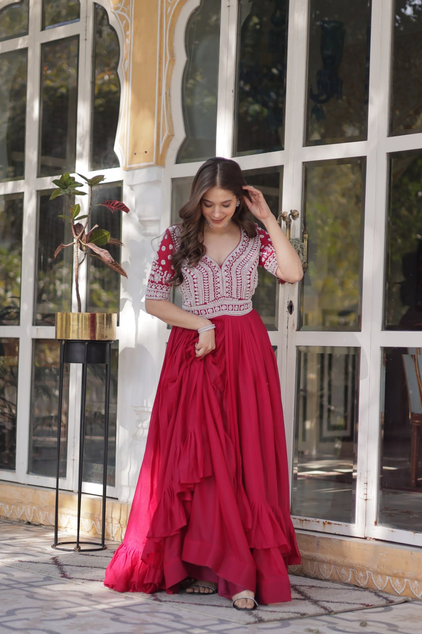 Elegant Star Georgette Lehenga Kurti Set – Fusion of Grace & Glamour