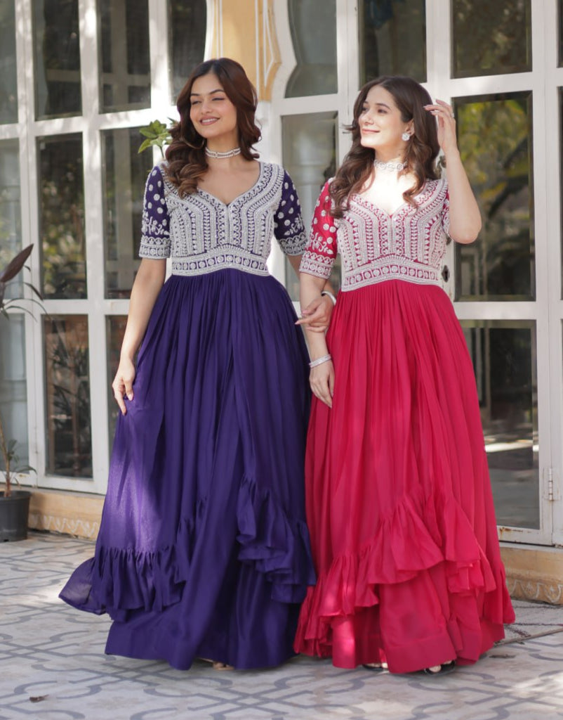 Elegant Star Georgette Lehenga Kurti Set – Fusion of Grace & Glamour