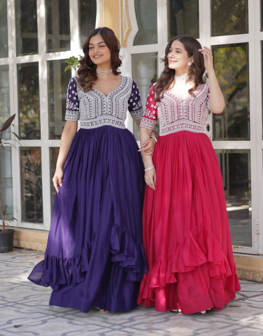 Elegant Star Georgette Lehenga Kurti Set – Fusion of Grace & Glamour
