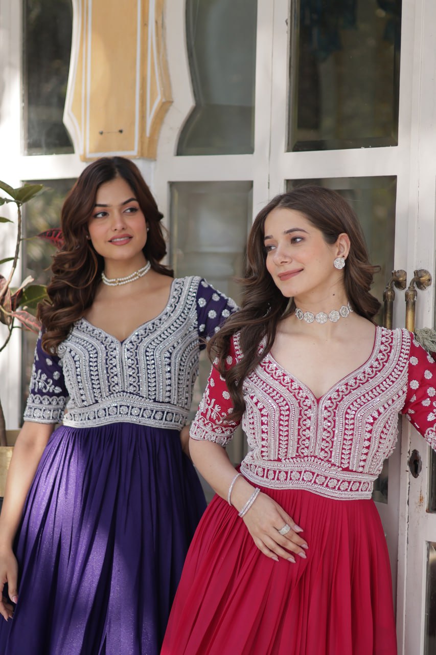 Elegant Star Georgette Lehenga Kurti Set – Fusion of Grace & Glamour