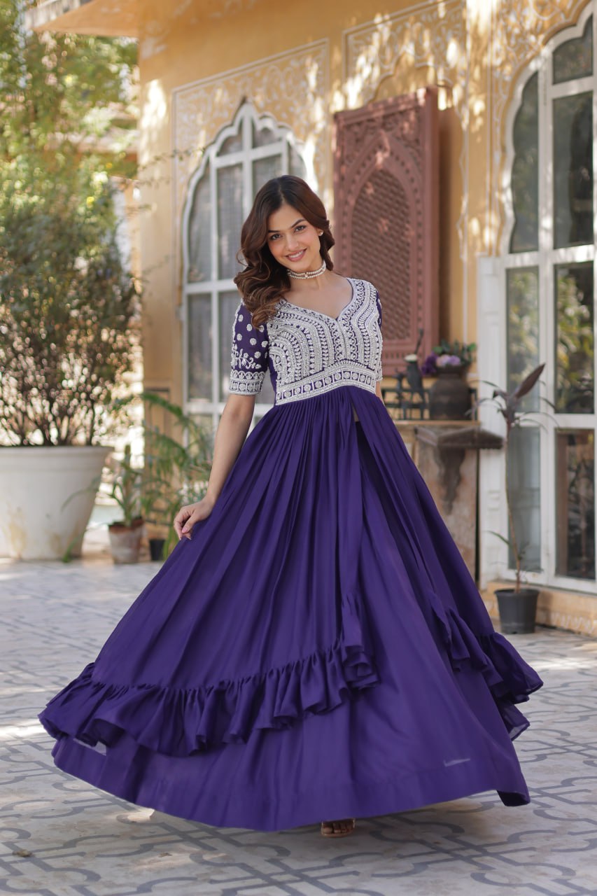 Elegant Star Georgette Lehenga Kurti Set – Fusion of Grace & Glamour