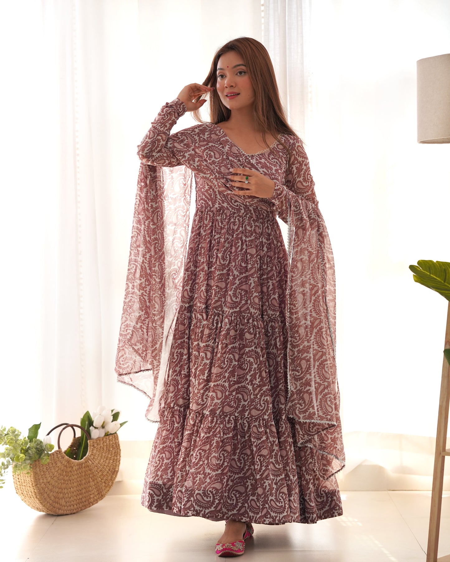 Amazing Digital Printed Faux Georgette Anarkali Pant Suit - INDIAN ELEGANCE