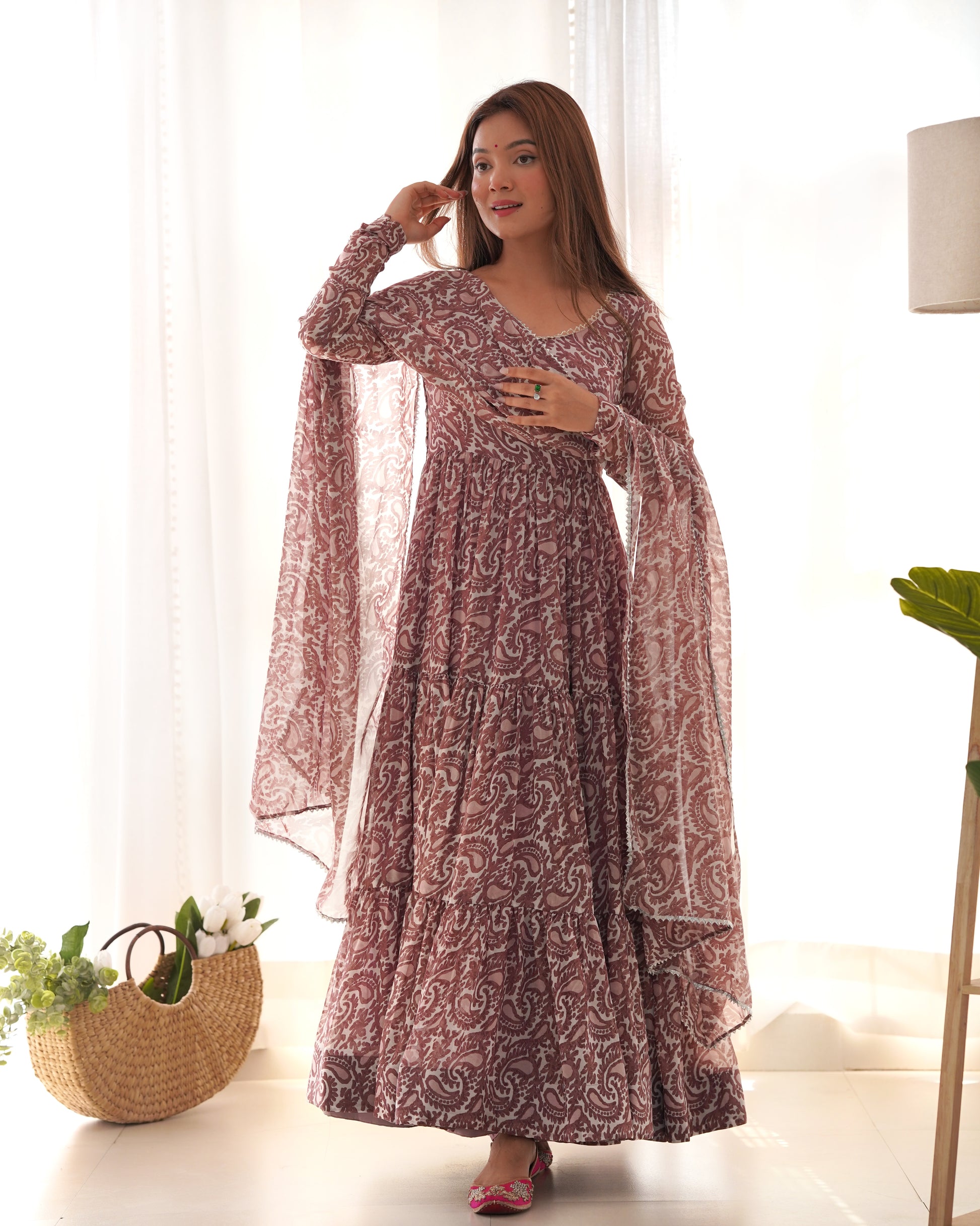 Amazing Digital Printed Faux Georgette Anarkali Pant Suit - INDIAN ELEGANCE