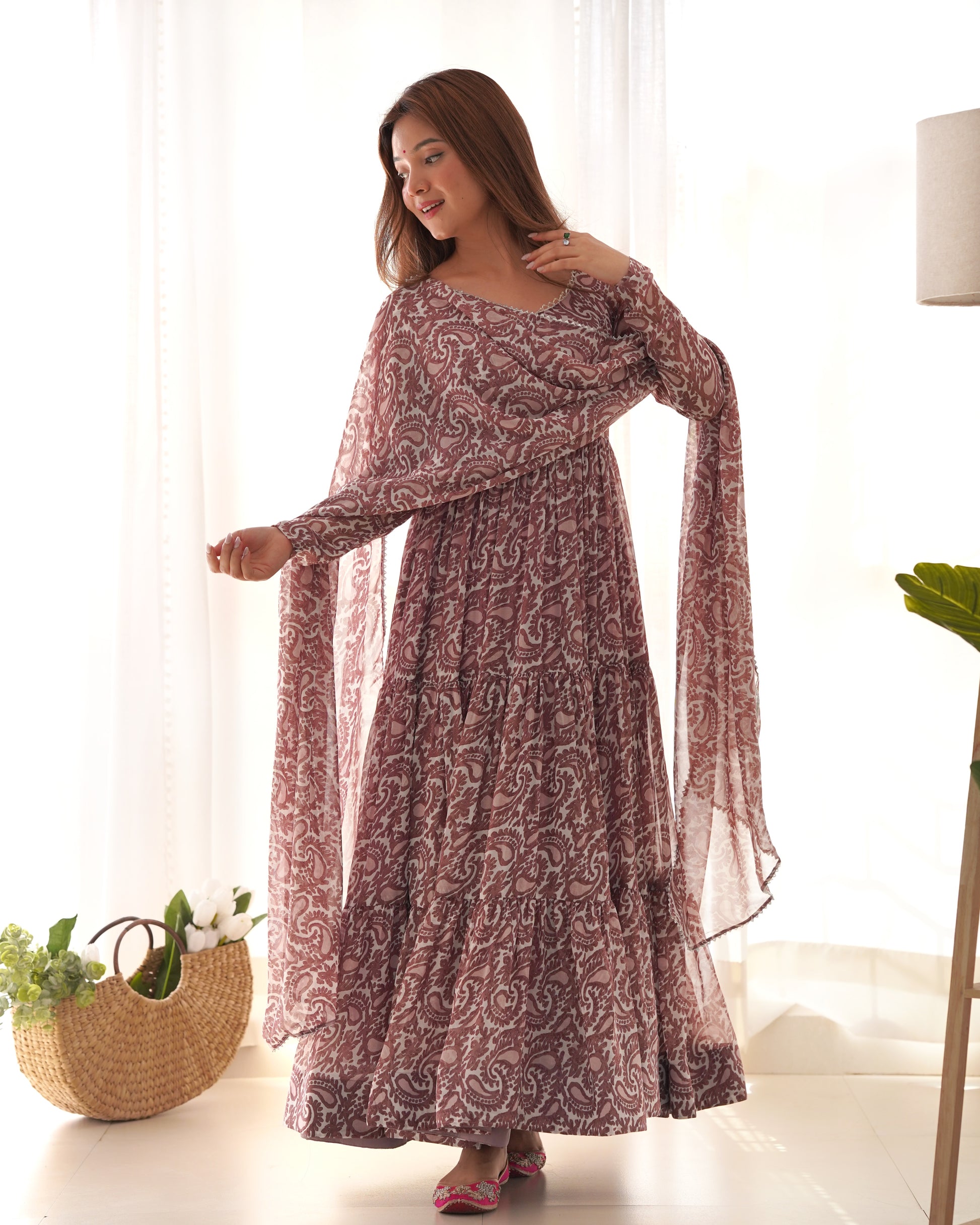 Amazing Digital Printed Faux Georgette Anarkali Pant Suit - INDIAN ELEGANCE