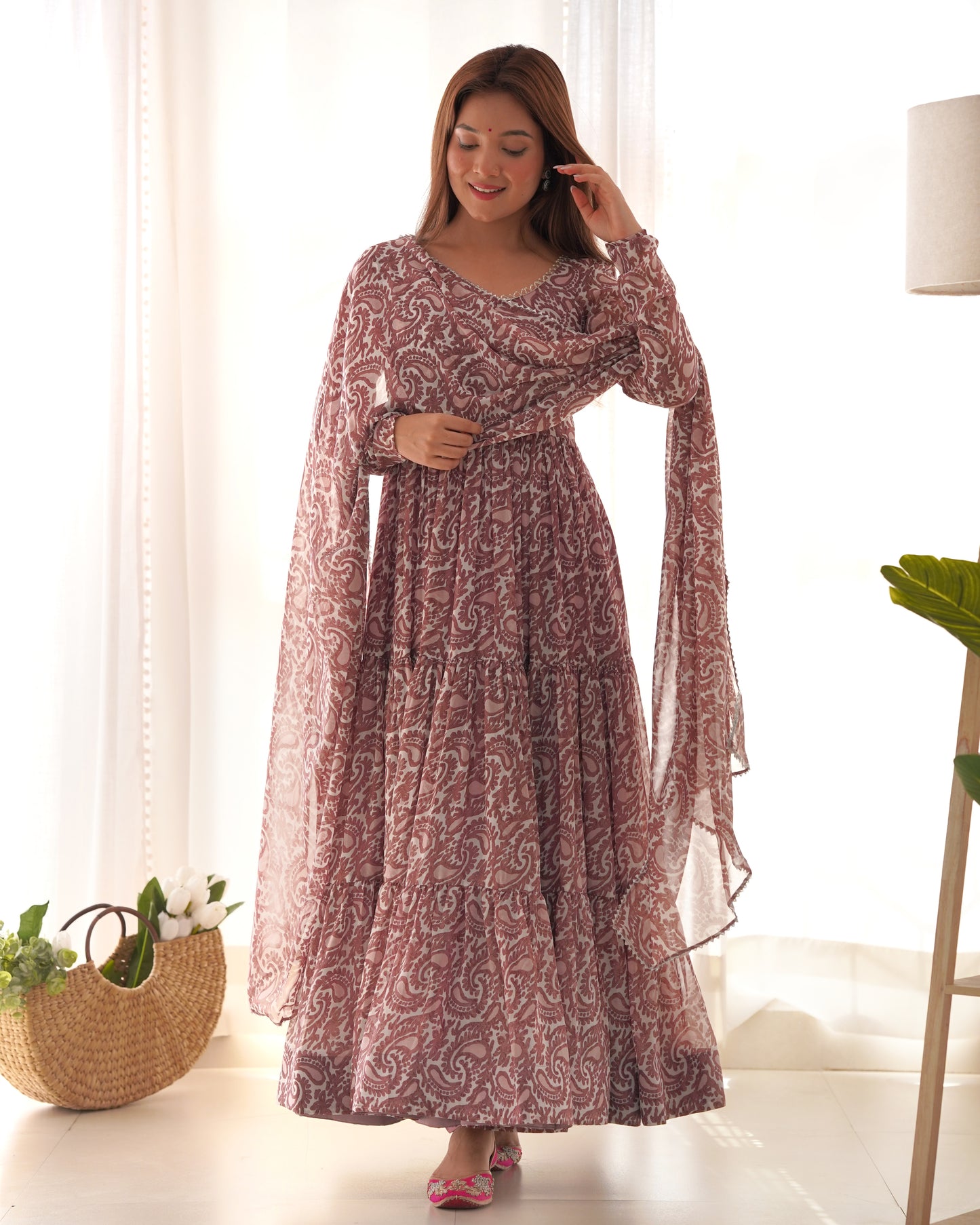 Amazing Digital Printed Faux Georgette Anarkali Pant Suit - INDIAN ELEGANCE