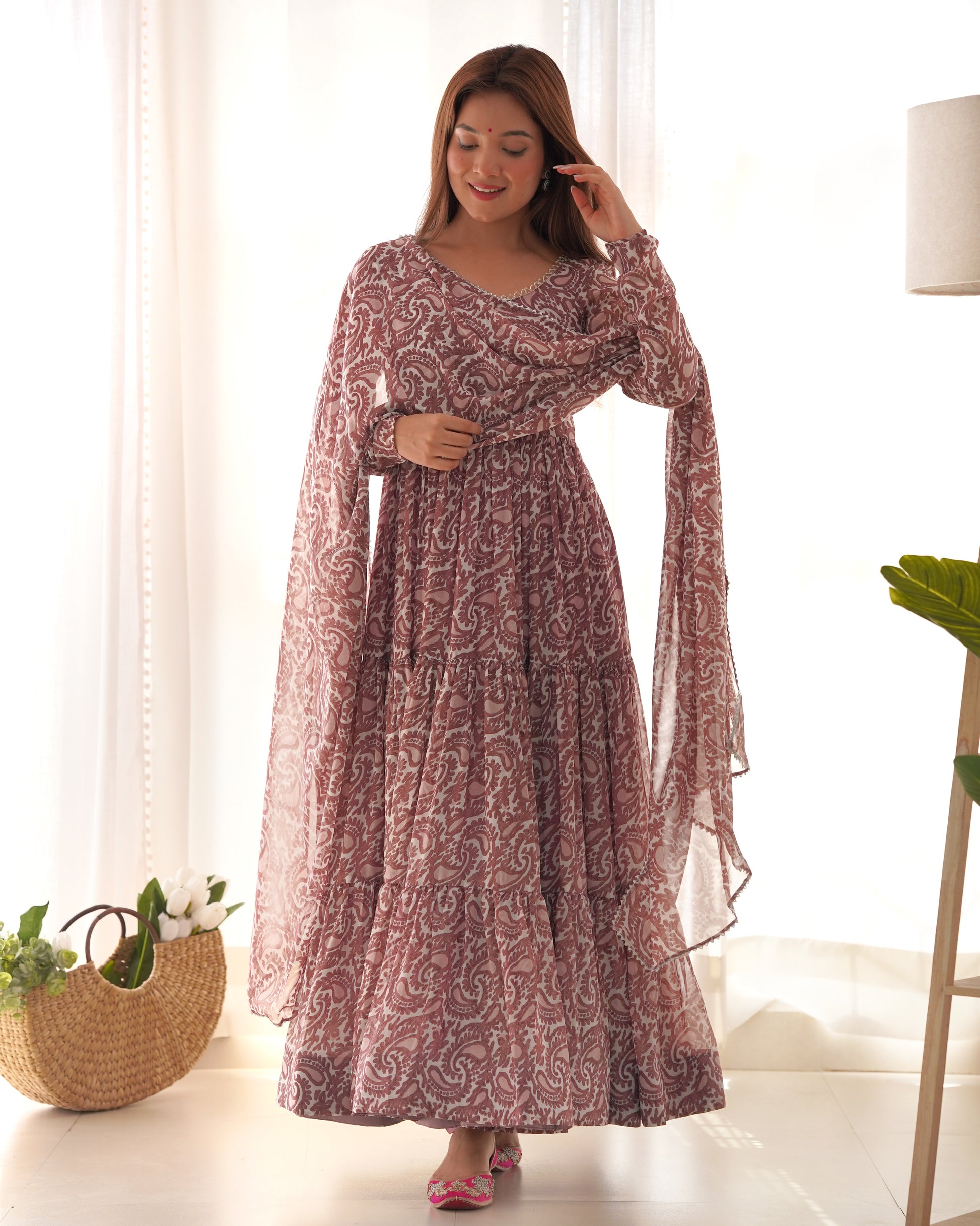 Amazing Digital Printed Faux Georgette Anarkali Pant Suit - INDIAN ELEGANCE