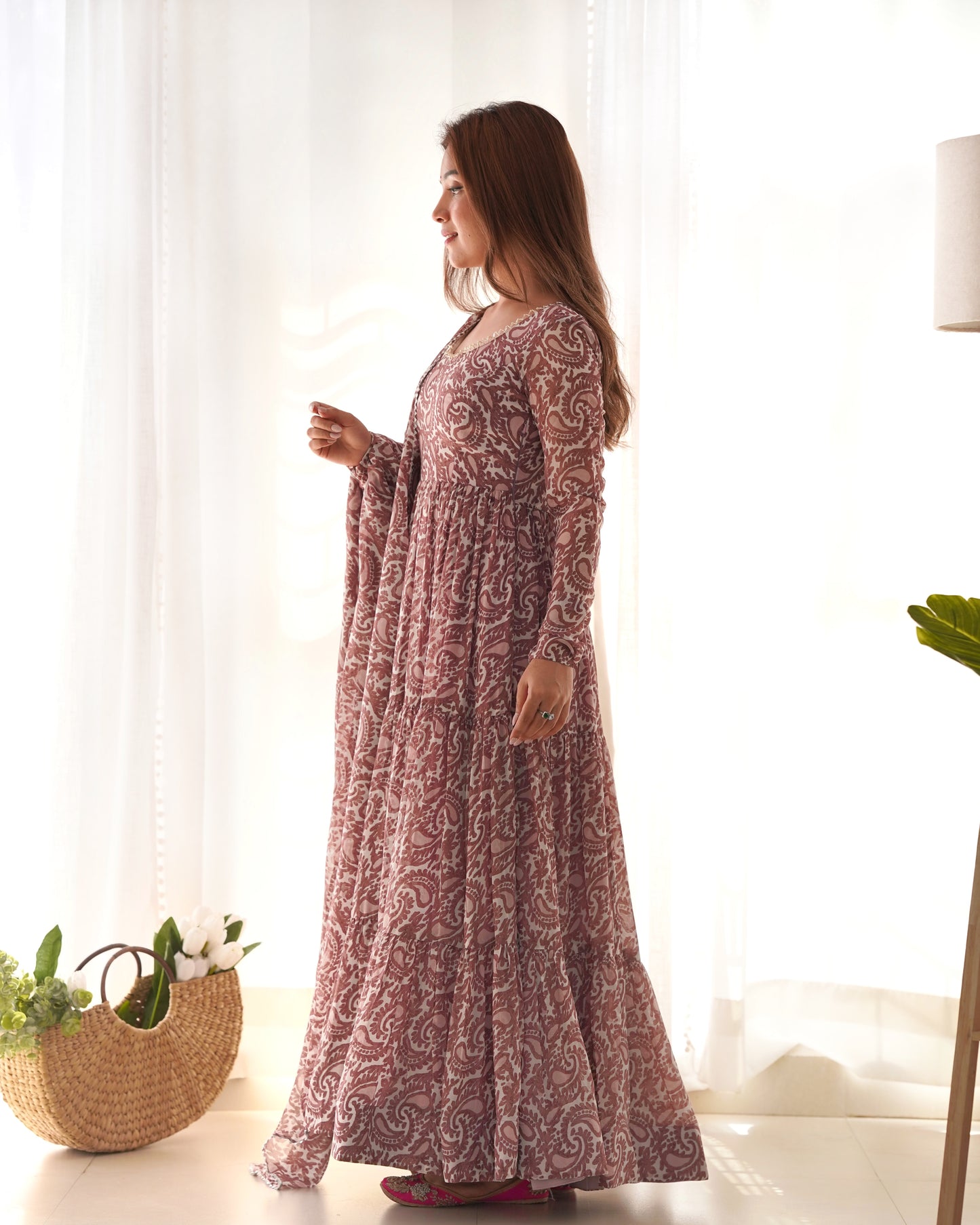 Amazing Digital Printed Faux Georgette Anarkali Pant Suit - INDIAN ELEGANCE