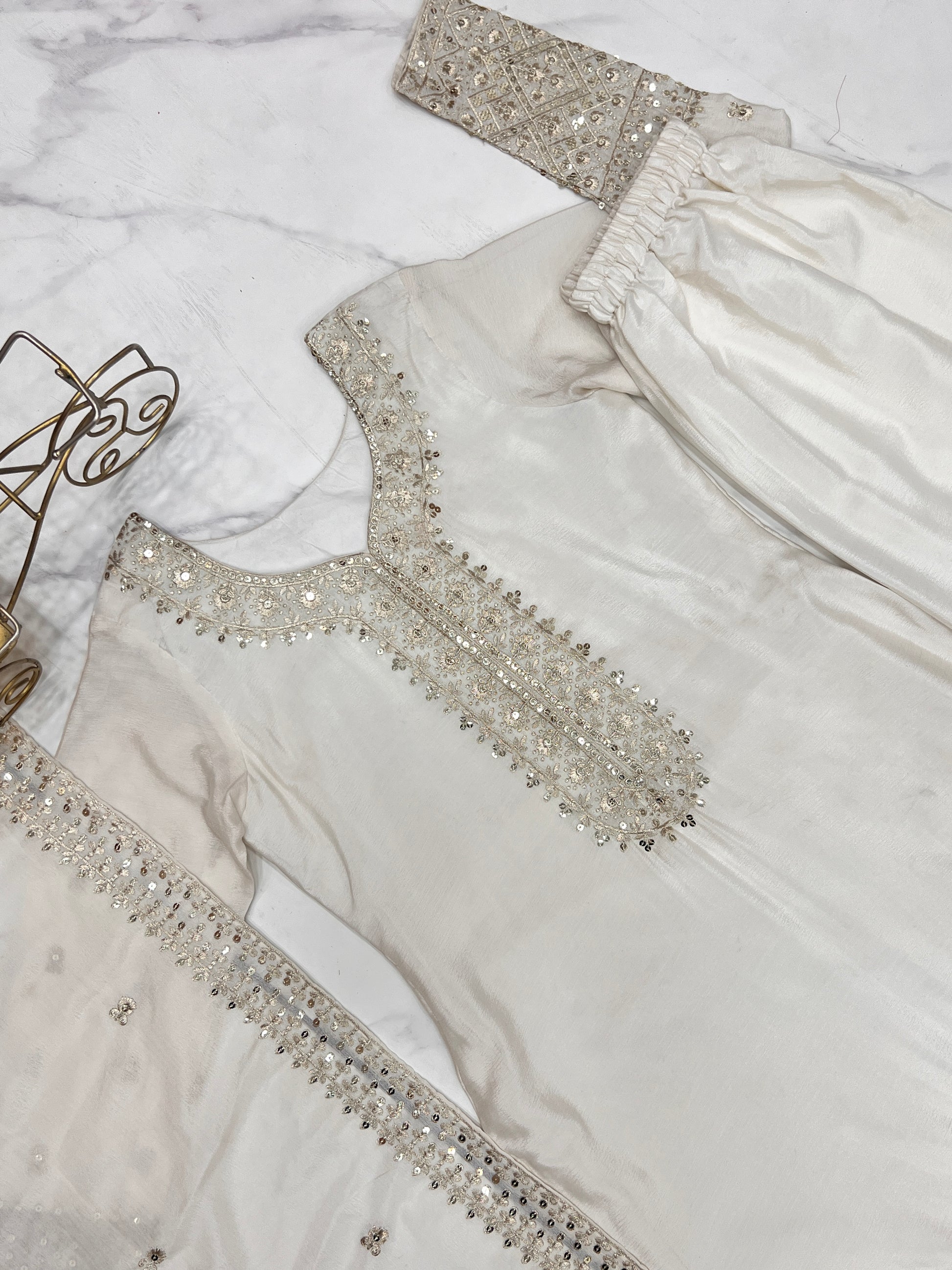 Grace in Every Thread – Chinon Silk Embroidered Kurta Set - INDIAN ELEGANCE