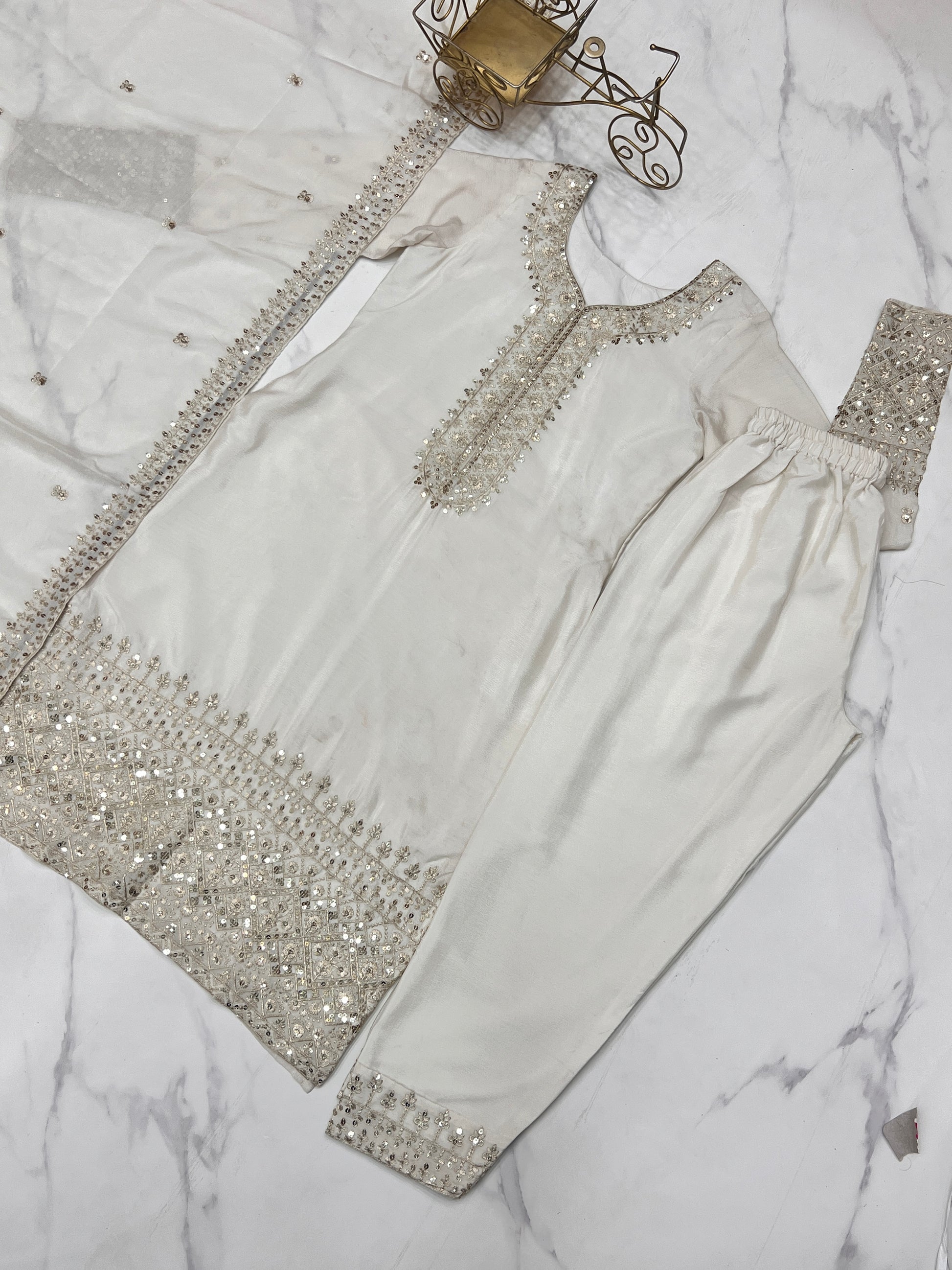 Grace in Every Thread – Chinon Silk Embroidered Kurta Set - INDIAN ELEGANCE