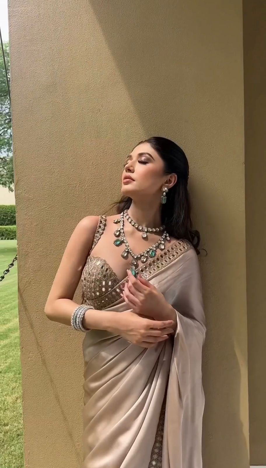 Wedding Wear Silk Mirror Work Saree