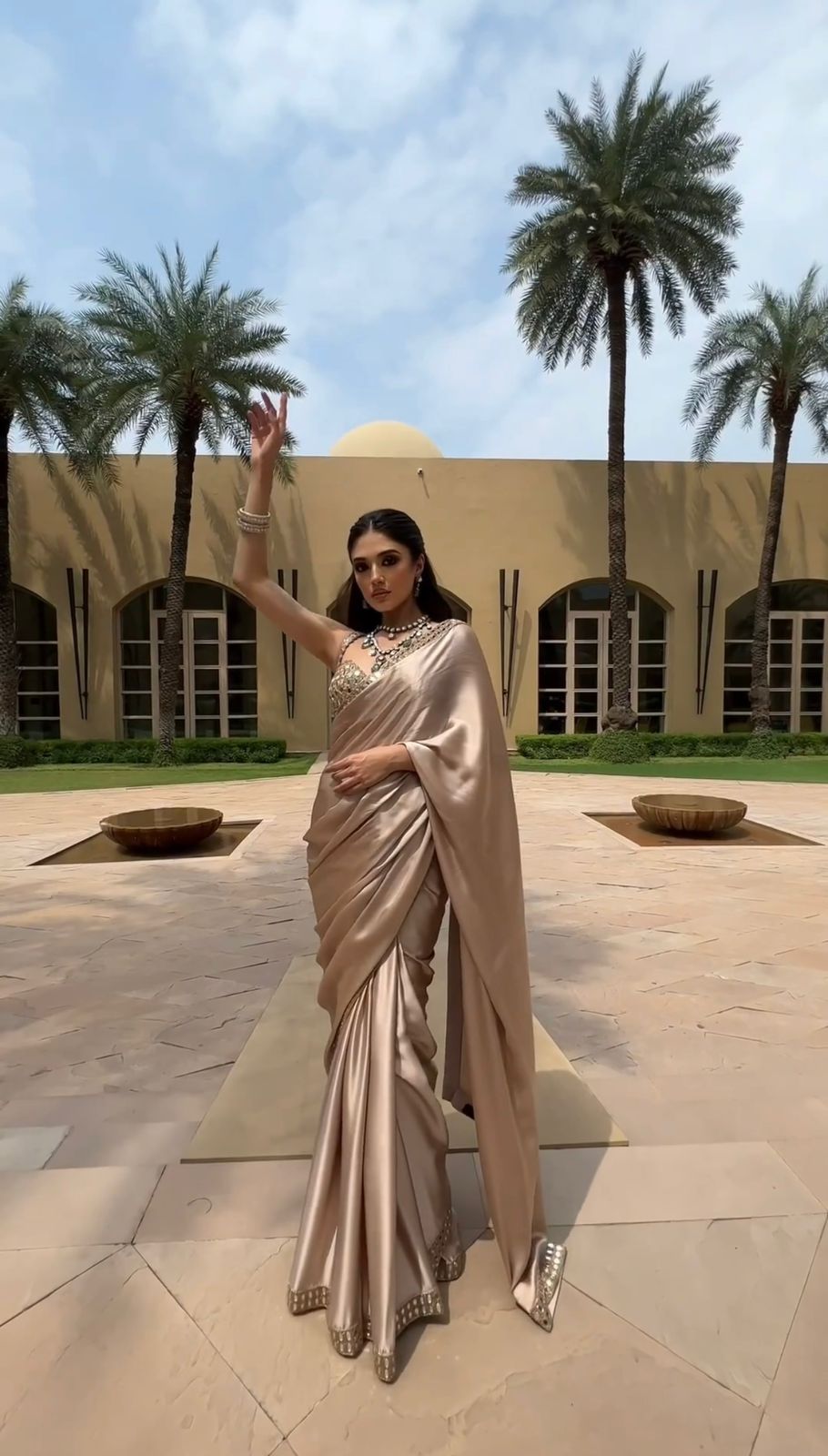 Wedding Wear Silk Mirror Work Saree