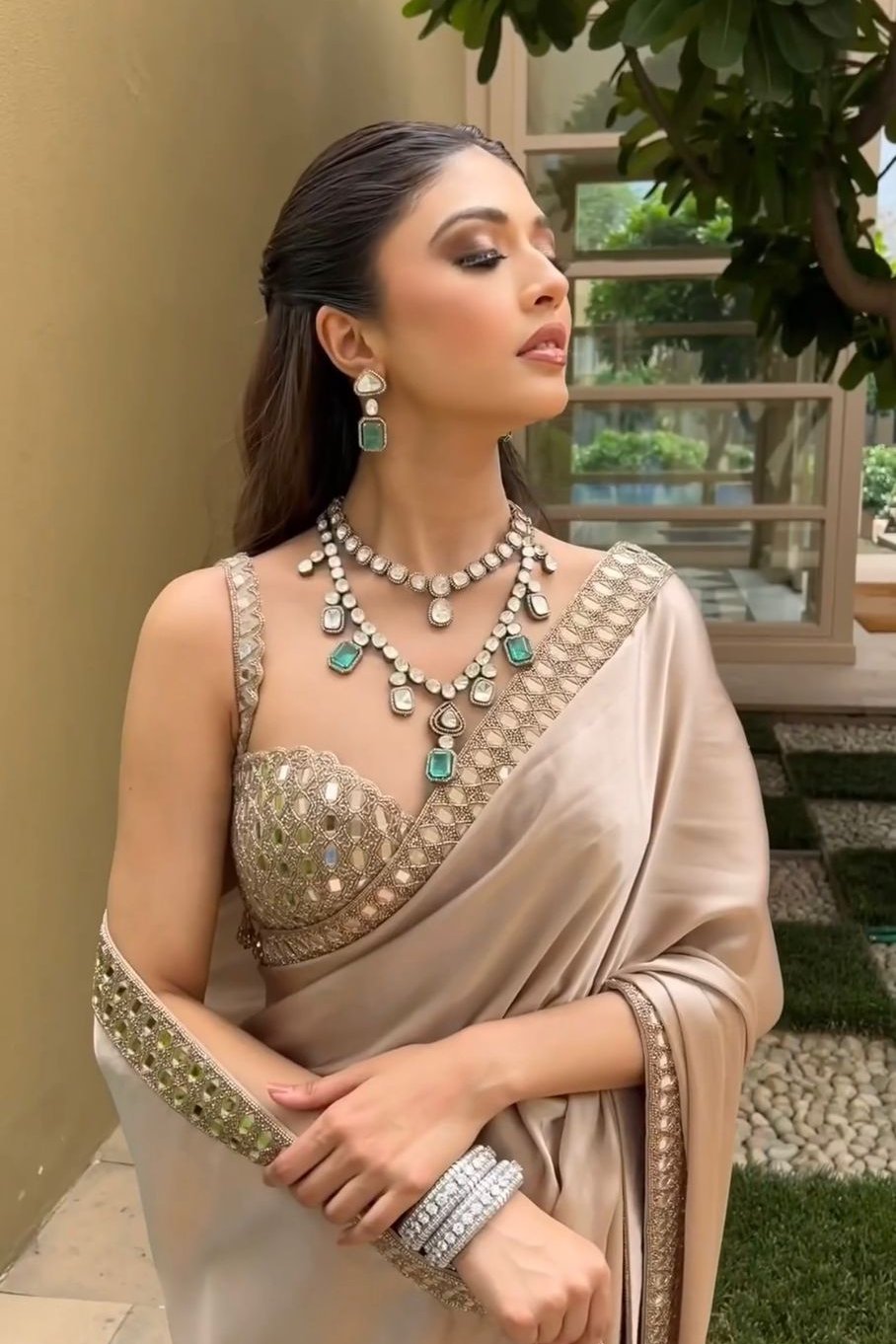 Wedding Wear Silk Mirror Work Saree