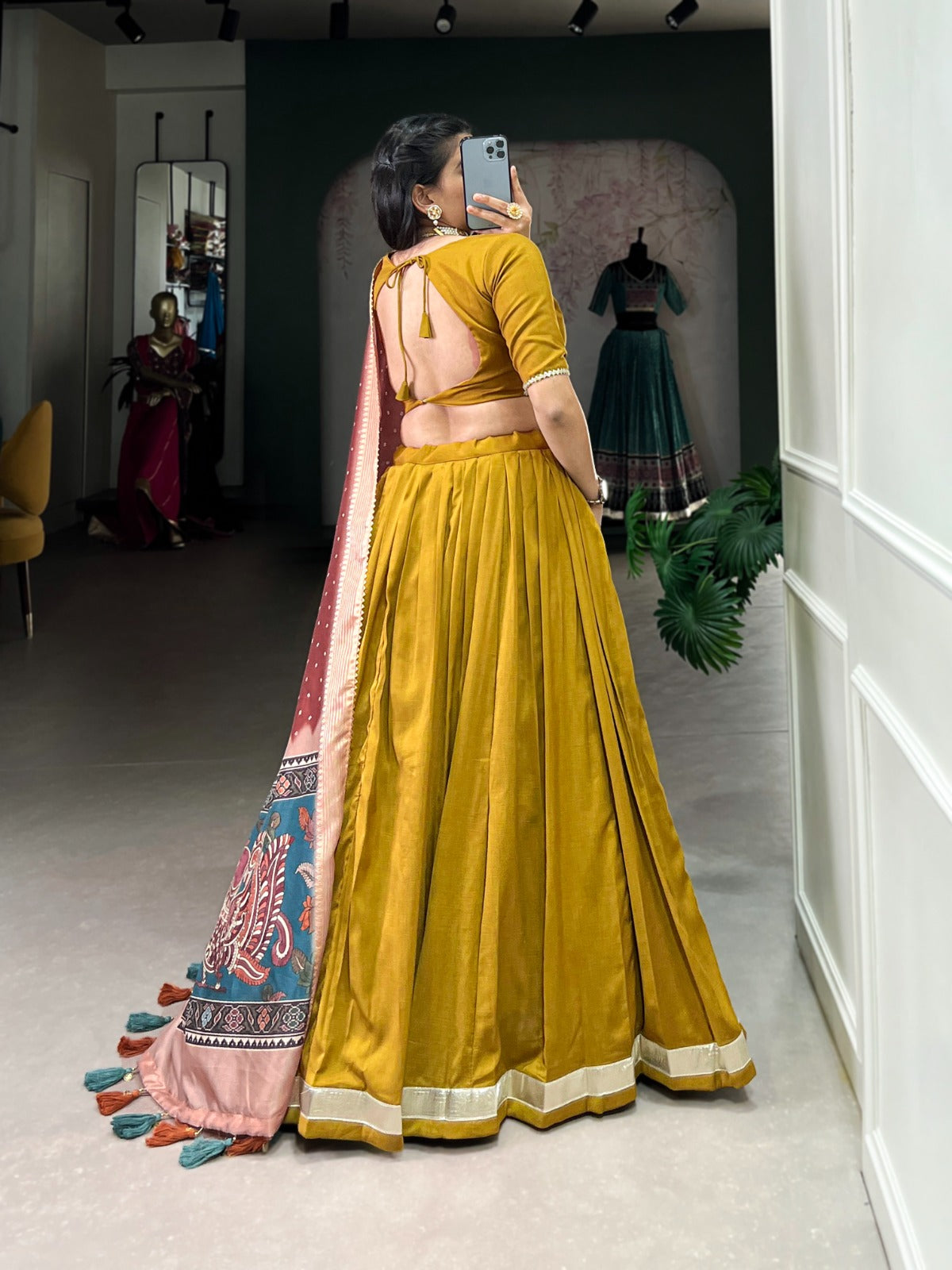 Lovely Chinon Silk Lace Border Worked Lehenga Choli Set - INDIAN ELEGANCE