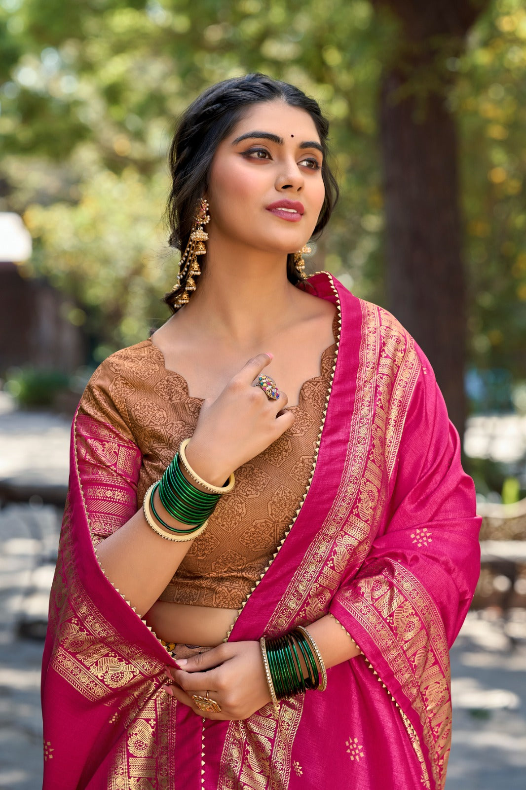 Ethereal Mustard Tussar Silk Kalamkari Printed Lehenga Choli Set - INDIAN ELEGANCE