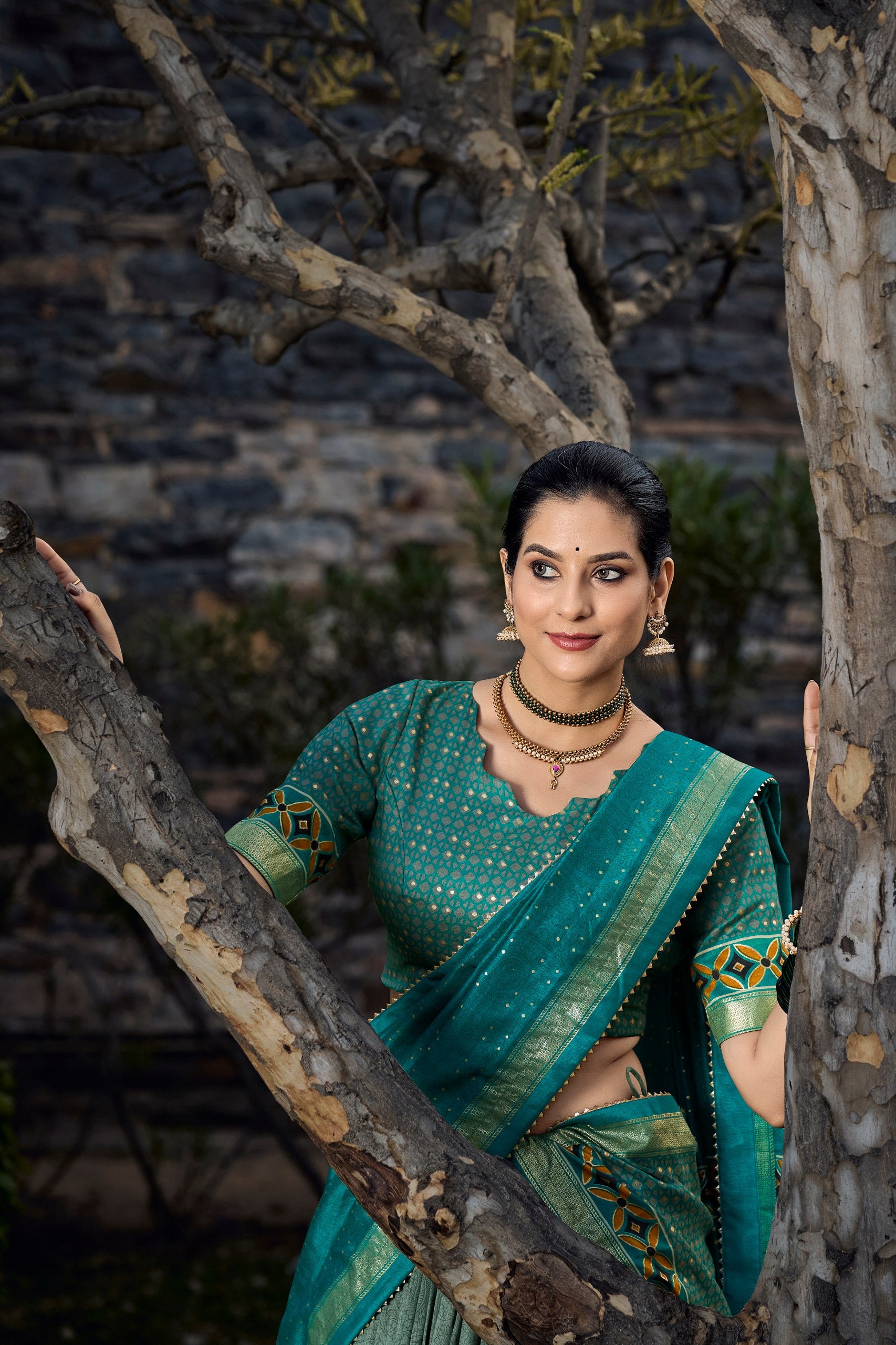 Lovely Sky Green Tussar Silk Floral Printed  Lehenga Choli - INDIAN ELEGANCE