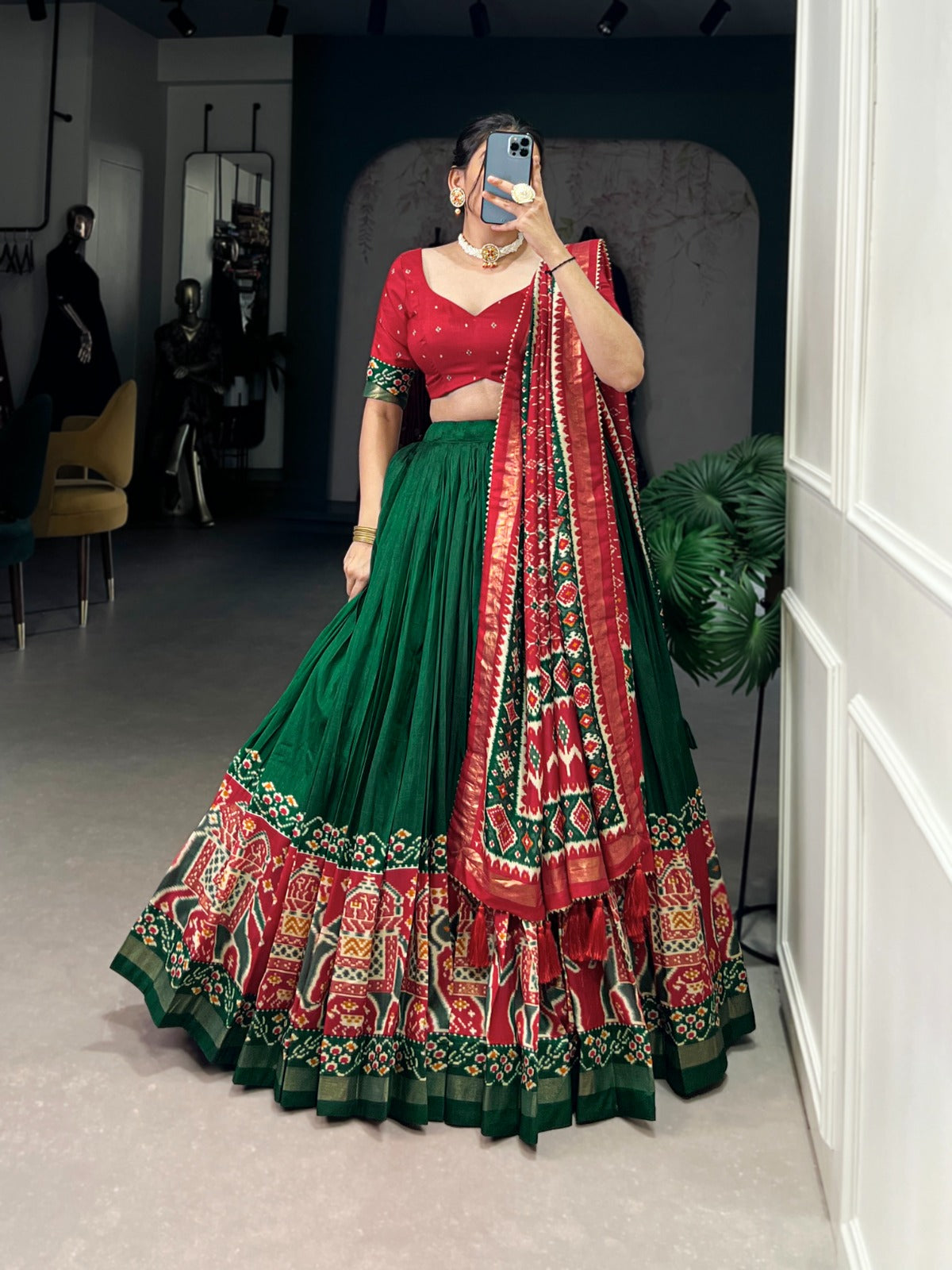 Enchanting Tussar Silk Patola Printed Lehenga Choli Set