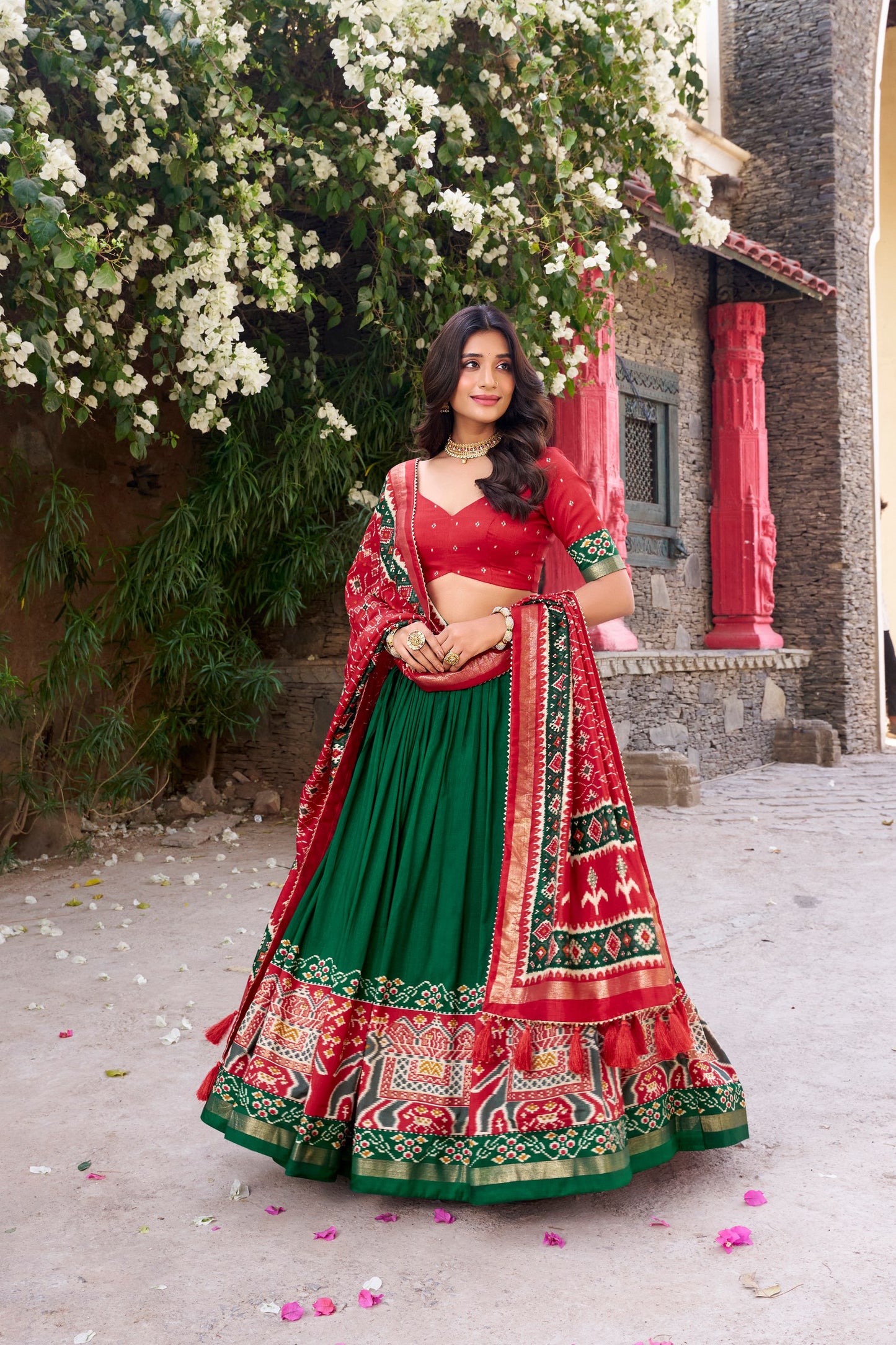 Enchanting Tussar Silk Patola Printed Lehenga Choli Set
