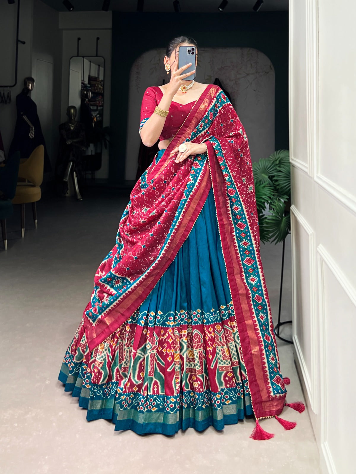 Enchanting Tussar Silk Patola Printed Lehenga Choli Set