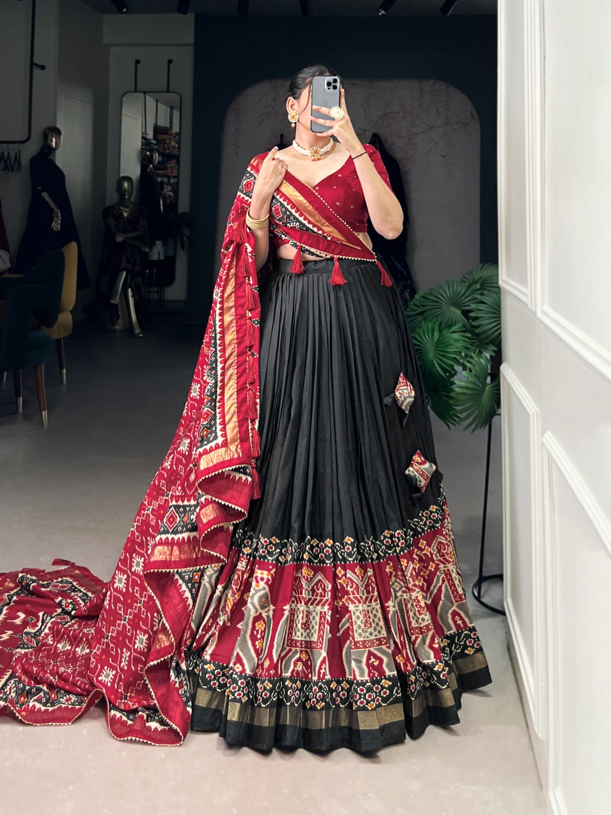 Enchanting Tussar Silk Patola Printed Lehenga Choli Set