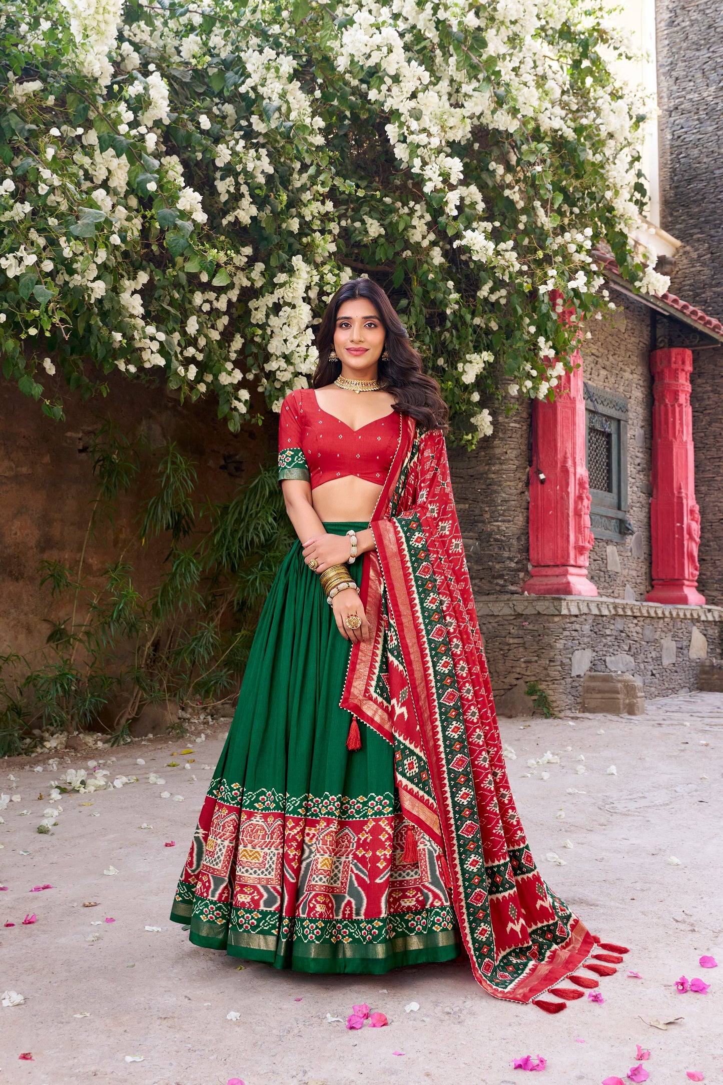 Enchanting Tussar Silk Patola Printed Lehenga Choli Set