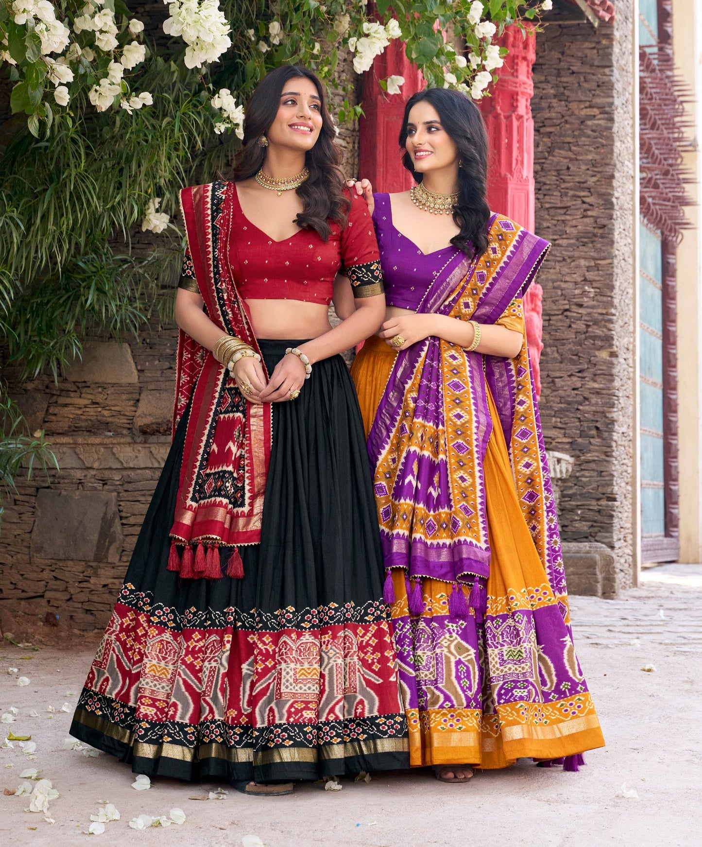 Enchanting Tussar Silk Patola Printed Lehenga Choli Set