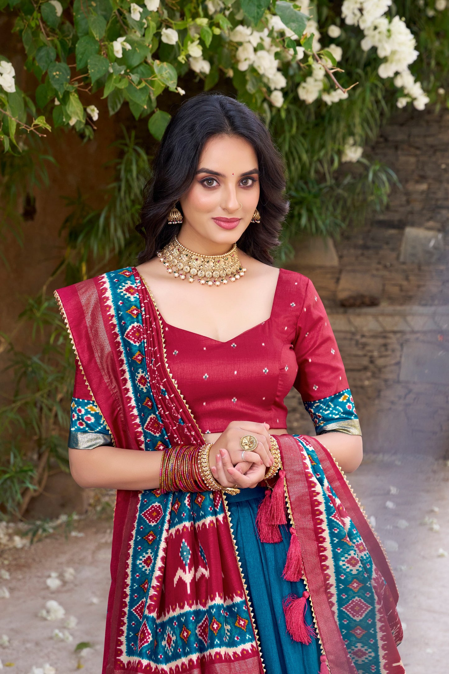 Enchanting Tussar Silk Patola Printed Lehenga Choli Set