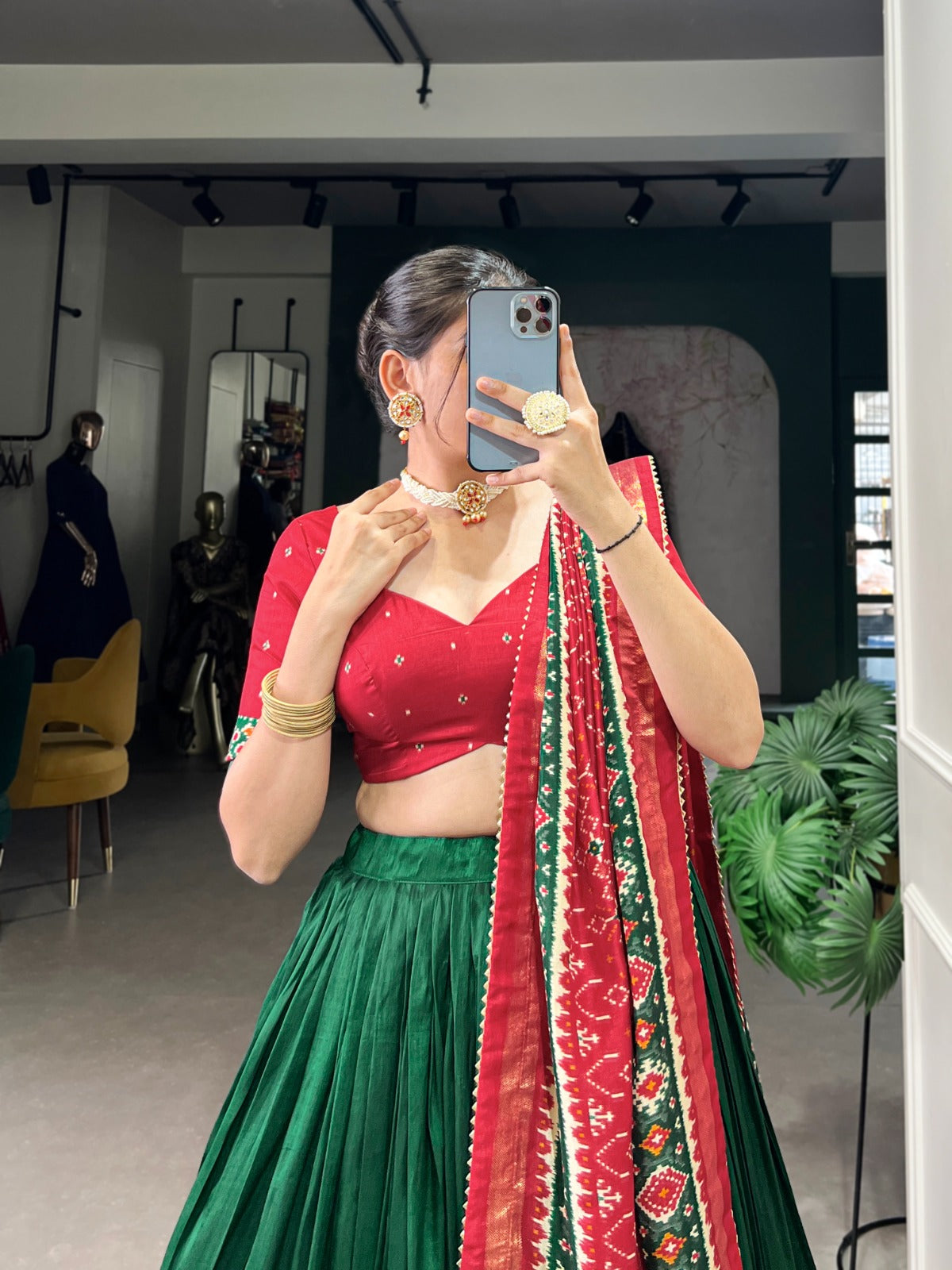 Enchanting Tussar Silk Patola Printed Lehenga Choli Set