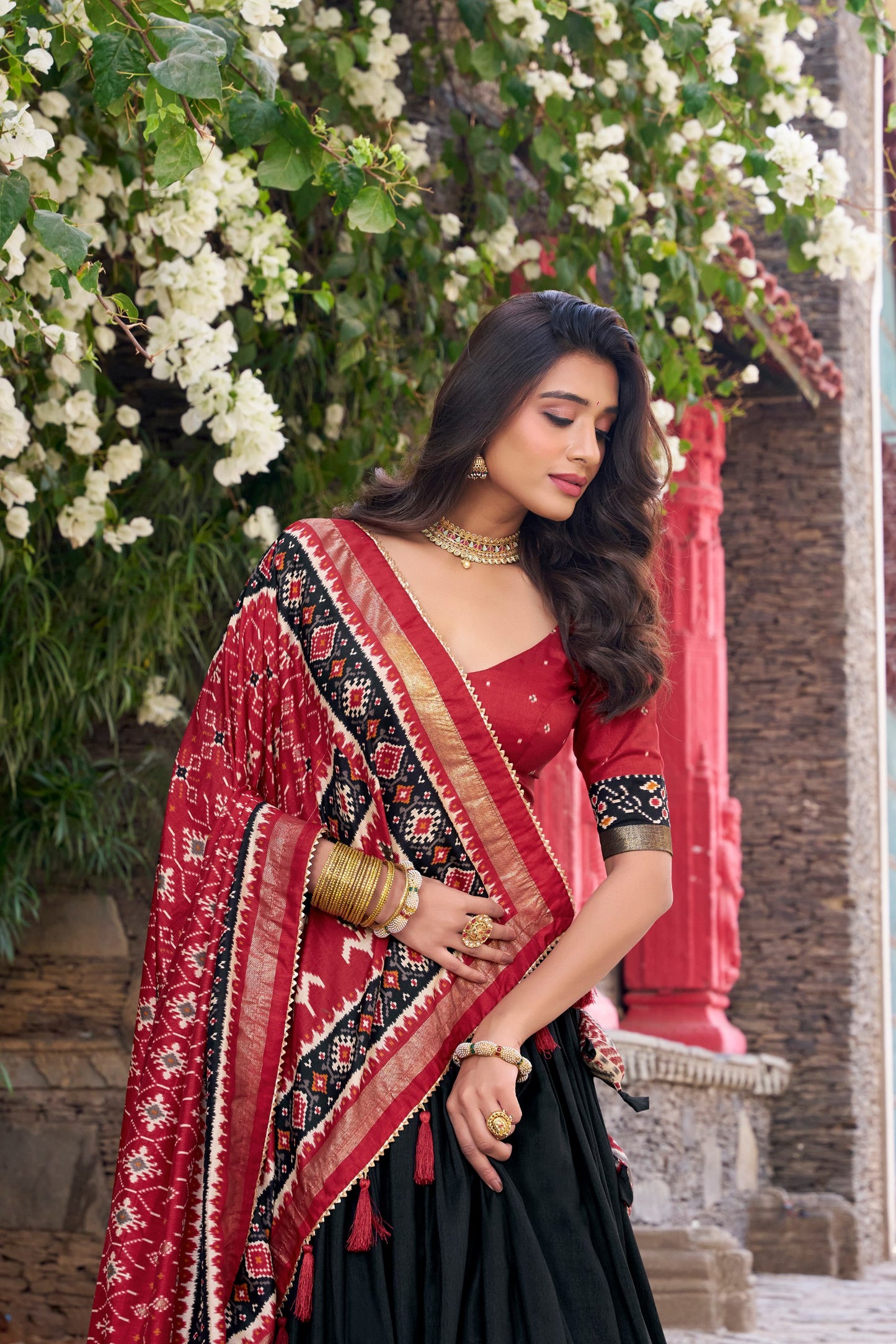 Enchanting Tussar Silk Patola Printed Lehenga Choli Set