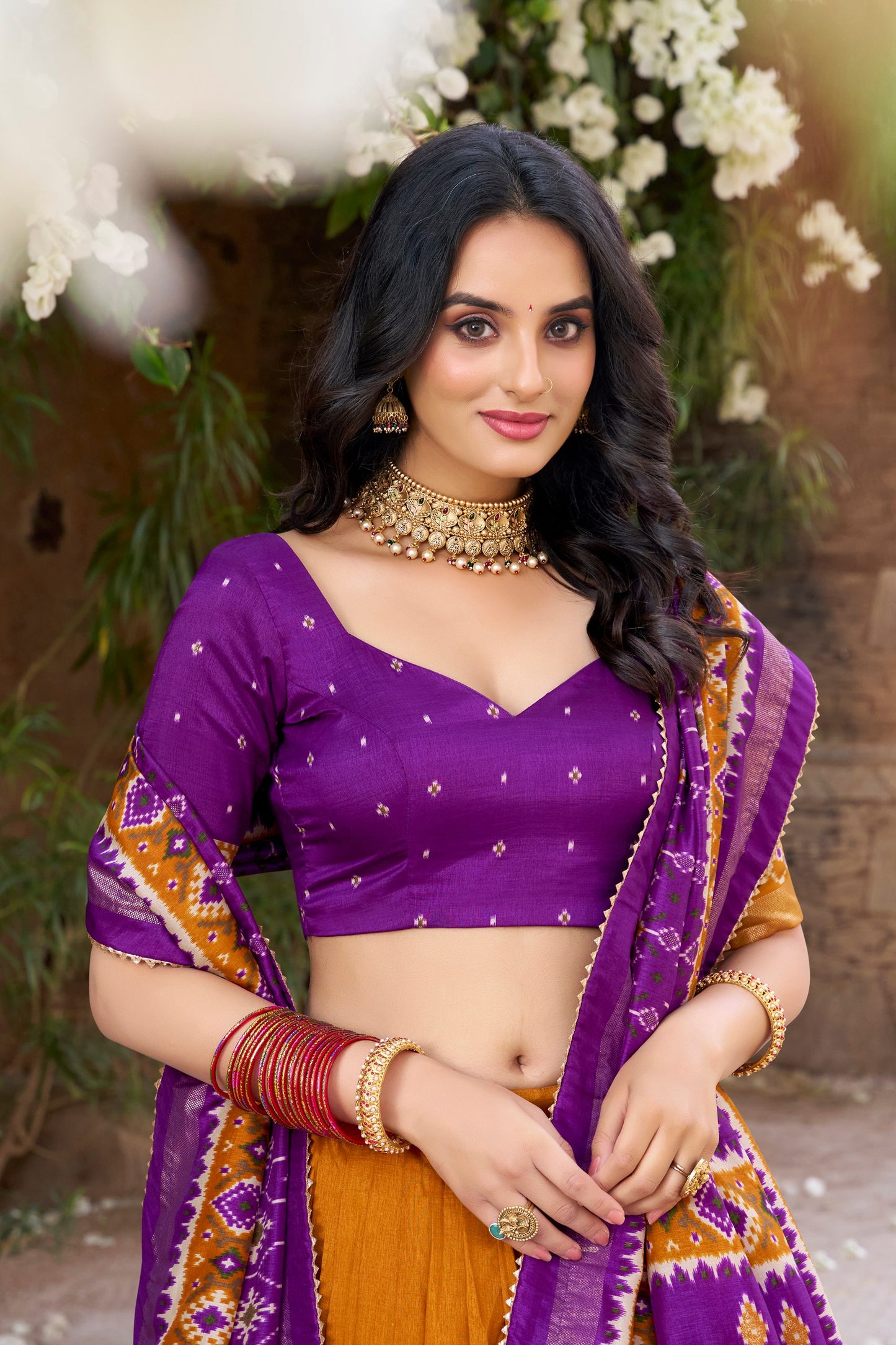 Enchanting Tussar Silk Patola Printed Lehenga Choli Set