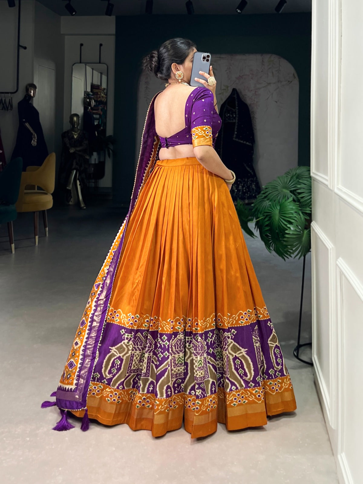 Enchanting Tussar Silk Patola Printed Lehenga Choli Set