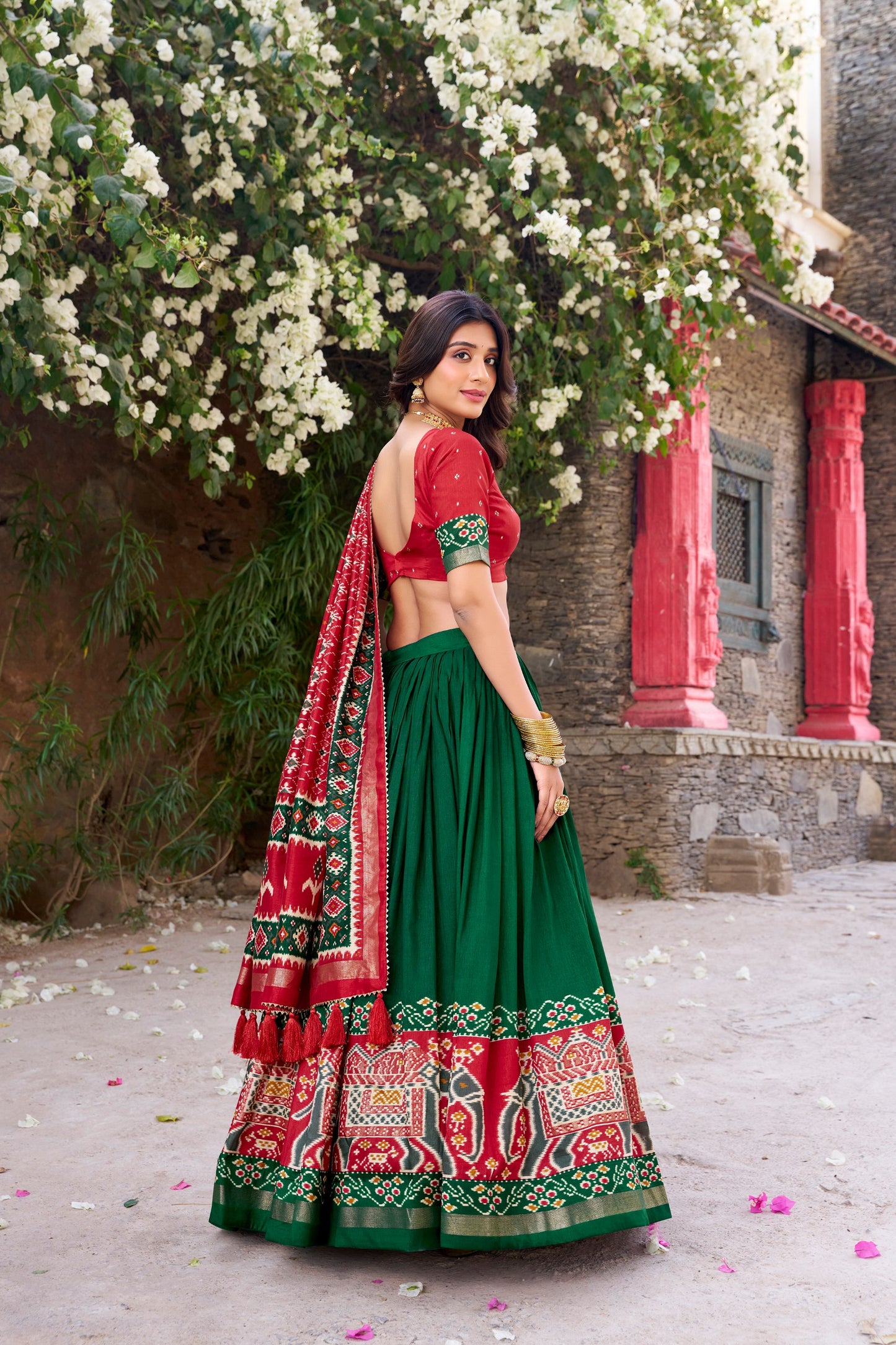 Enchanting Tussar Silk Patola Printed Lehenga Choli Set