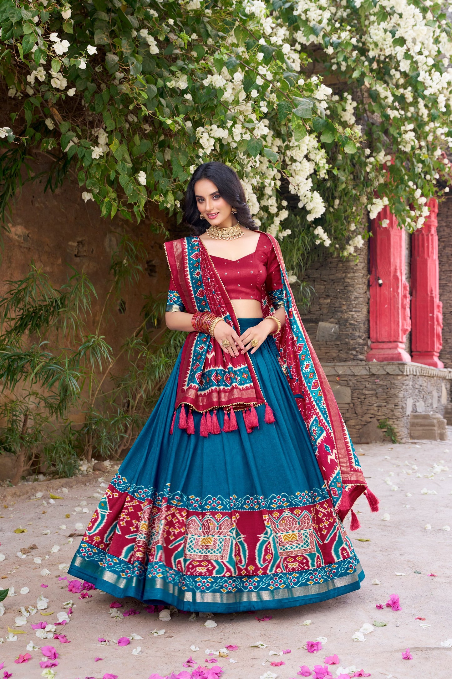Enchanting Tussar Silk Patola Printed Lehenga Choli Set