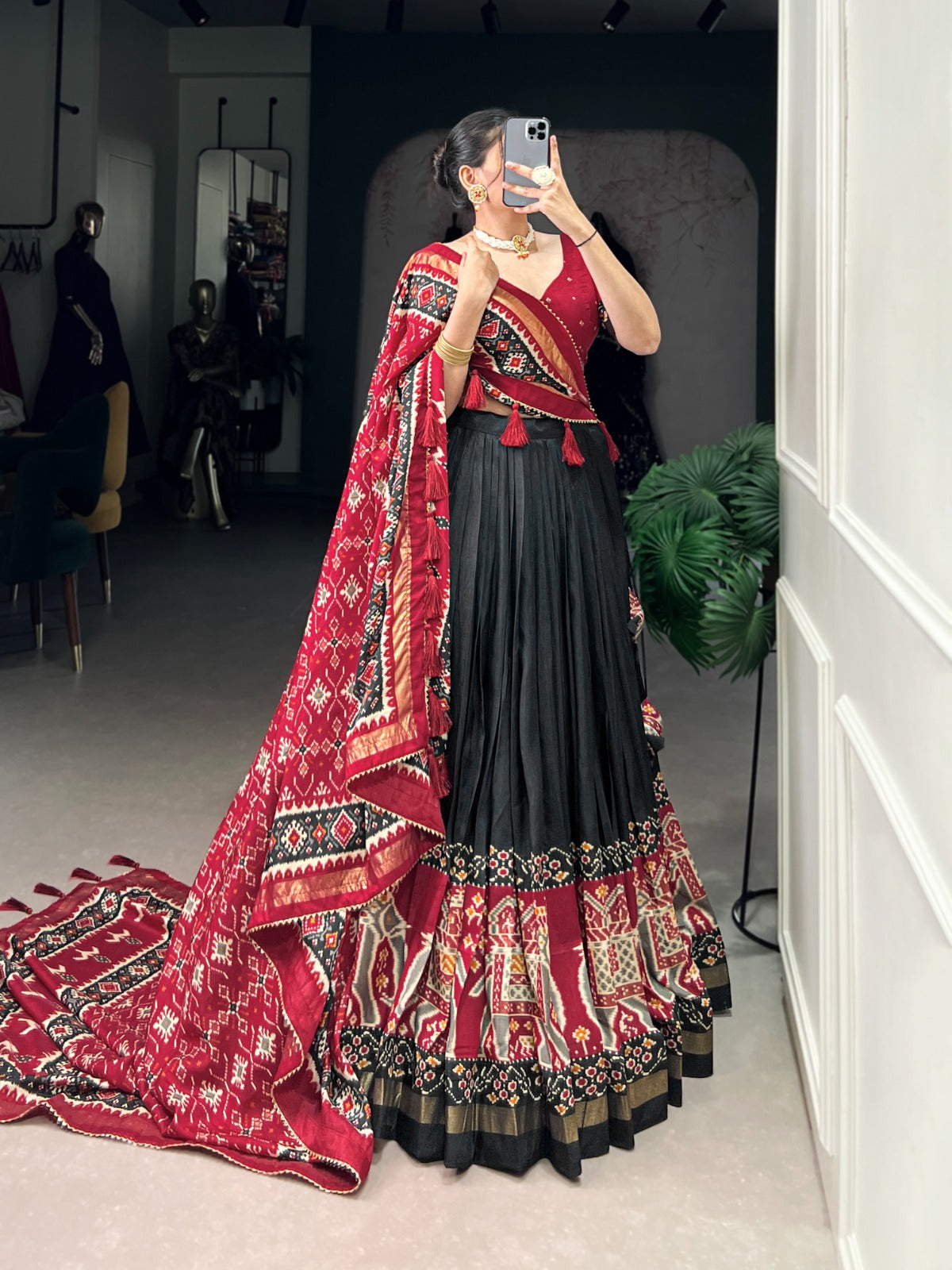 Enchanting Tussar Silk Patola Printed Lehenga Choli Set