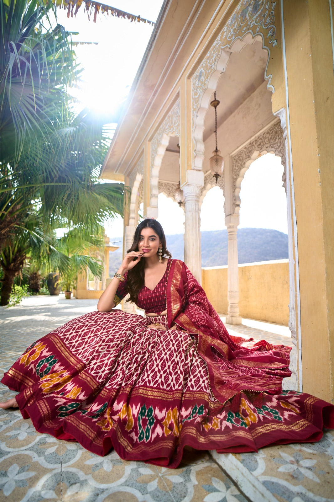 Beguiling Maroon Tussar Silk Printed Foil Worked Lehenga Choli - INDIAN ELEGANCE