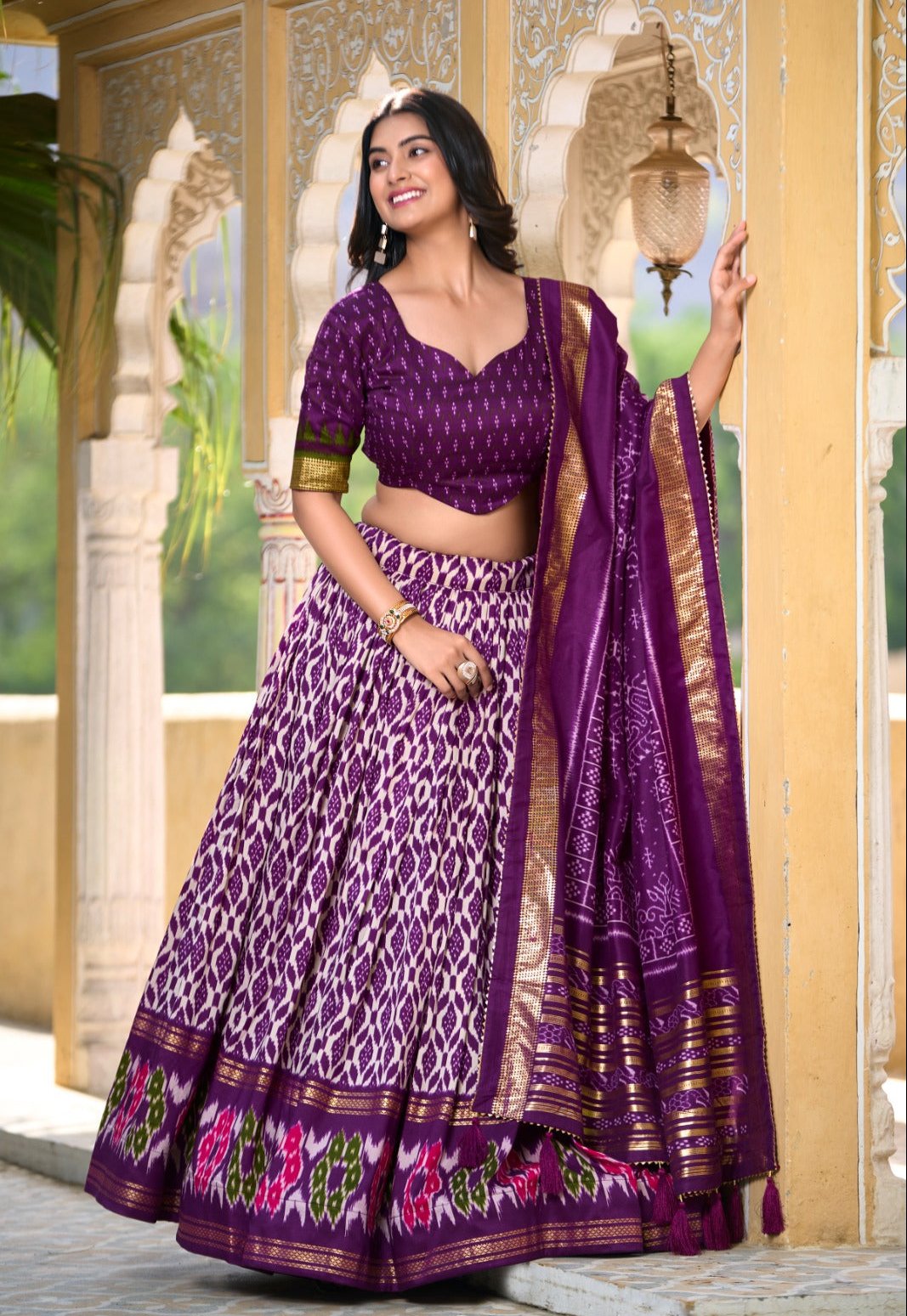 Gorgeous Purple Tussar Silk Printed Foil Worked Lehenga Choli - INDIAN ELEGANCE