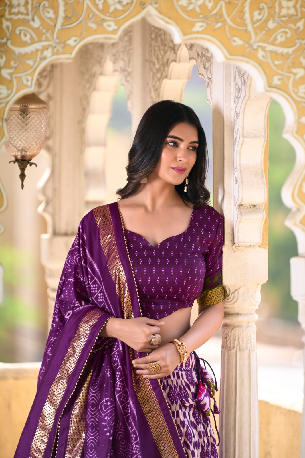 Gorgeous Purple Tussar Silk Printed Foil Worked Lehenga Choli - INDIAN ELEGANCE