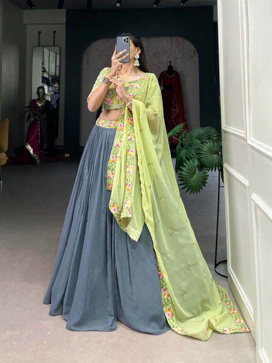 Beaming Georgette Sequins Thread Worked Lehenga Choli Set - INDIAN ELEGANCE