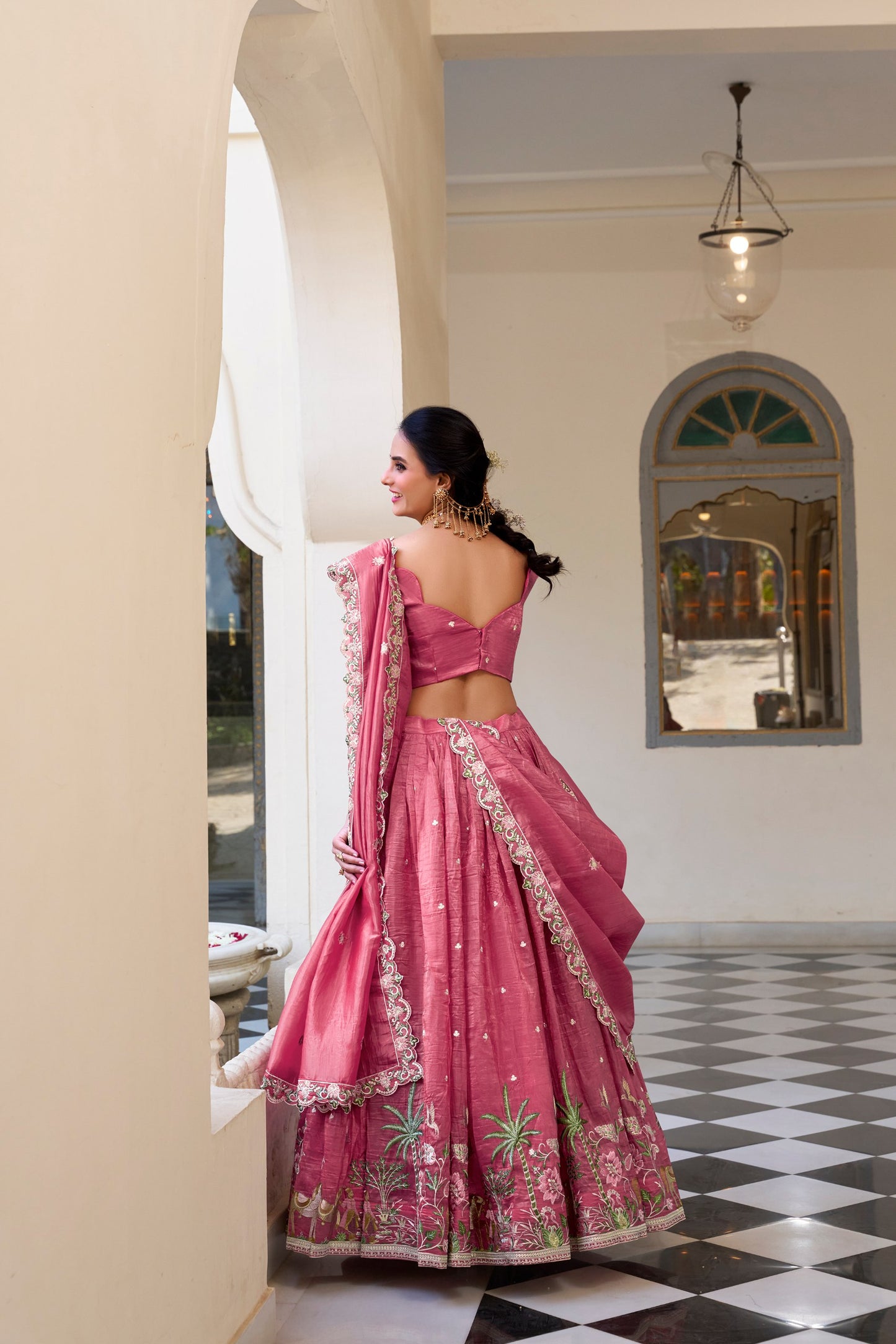 Mesmerizing Gold Crush Sequins Thread Worked Lehenga Choli