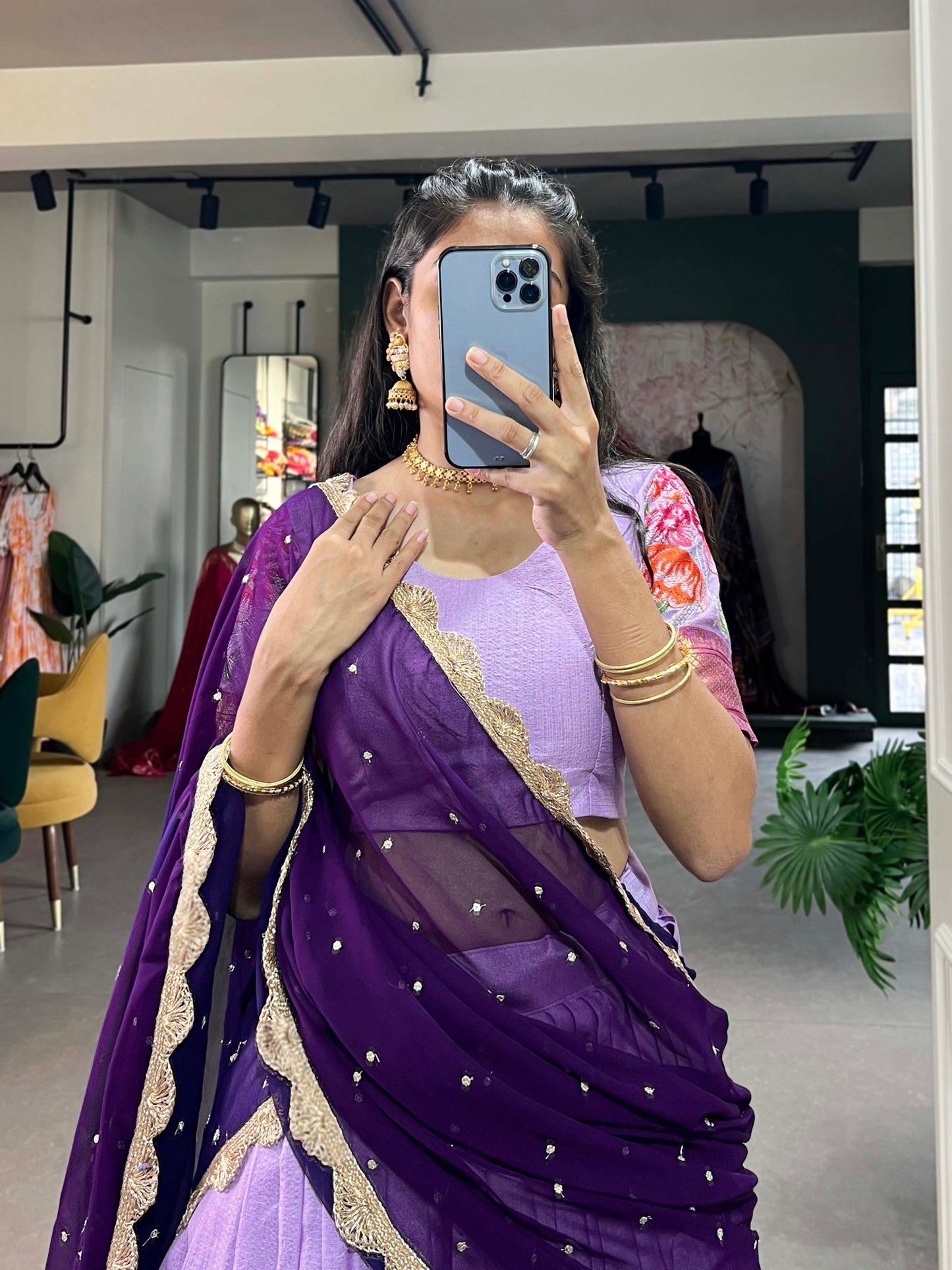 Spellbinding Cotton Silk Thread Embroidered Lehenga Choli - INDIAN ELEGANCE