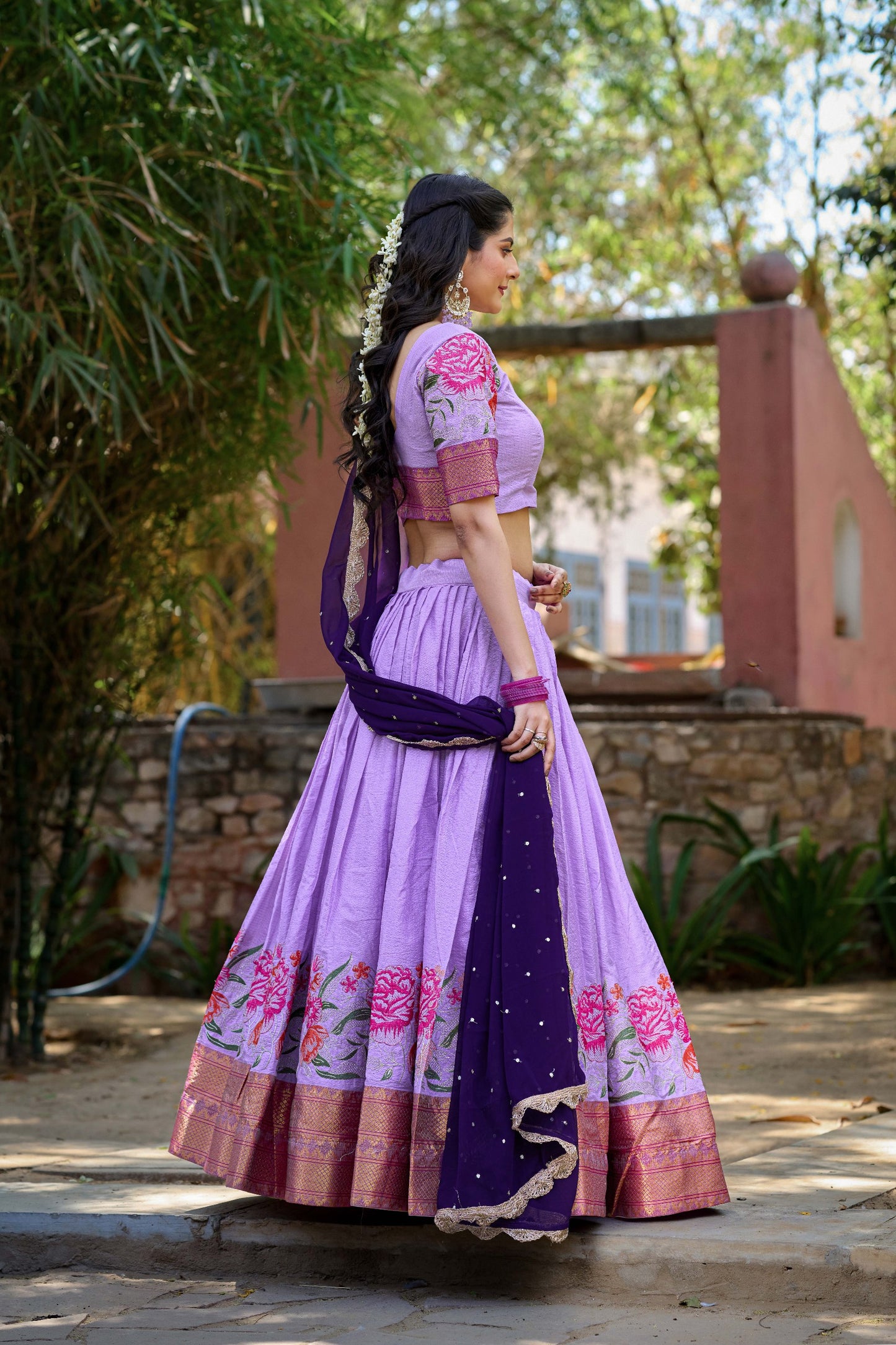 Spellbinding Cotton Silk Thread Embroidered Lehenga Choli - INDIAN ELEGANCE