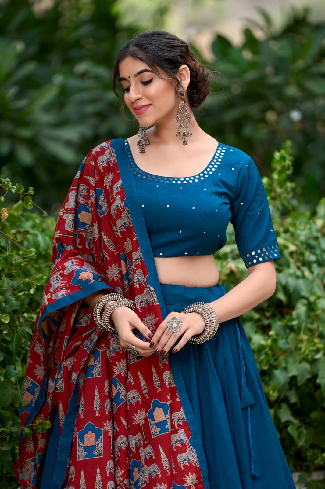Prepossessing Firozi Pure Cotton Gota Patti Worked Lehenga Choli - INDIAN ELEGANCE