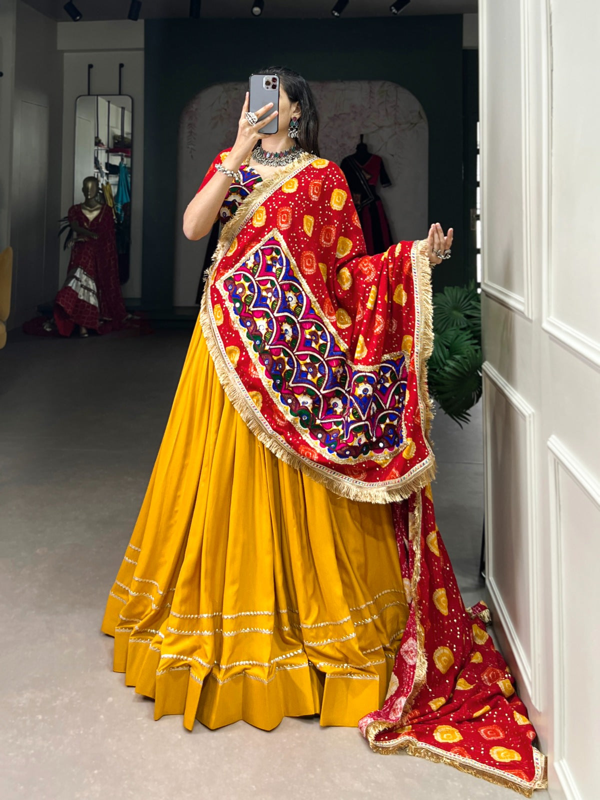 Beauteous Yellow Pure Rayon Gota Patti Worked Lehenga Choli - INDIAN ELEGANCE