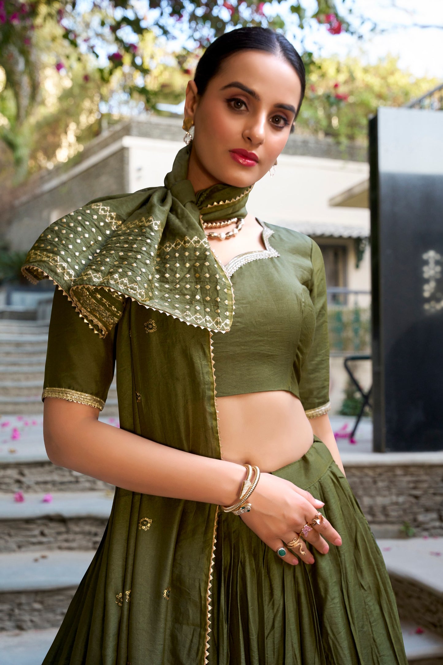 Resplendent Pure Chanderi Silk Zari Weaving Worked Lehenga Choli