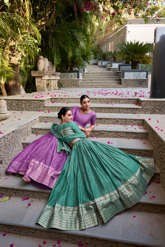 Resplendent Pure Chanderi Silk Zari Weaving Worked Lehenga Choli