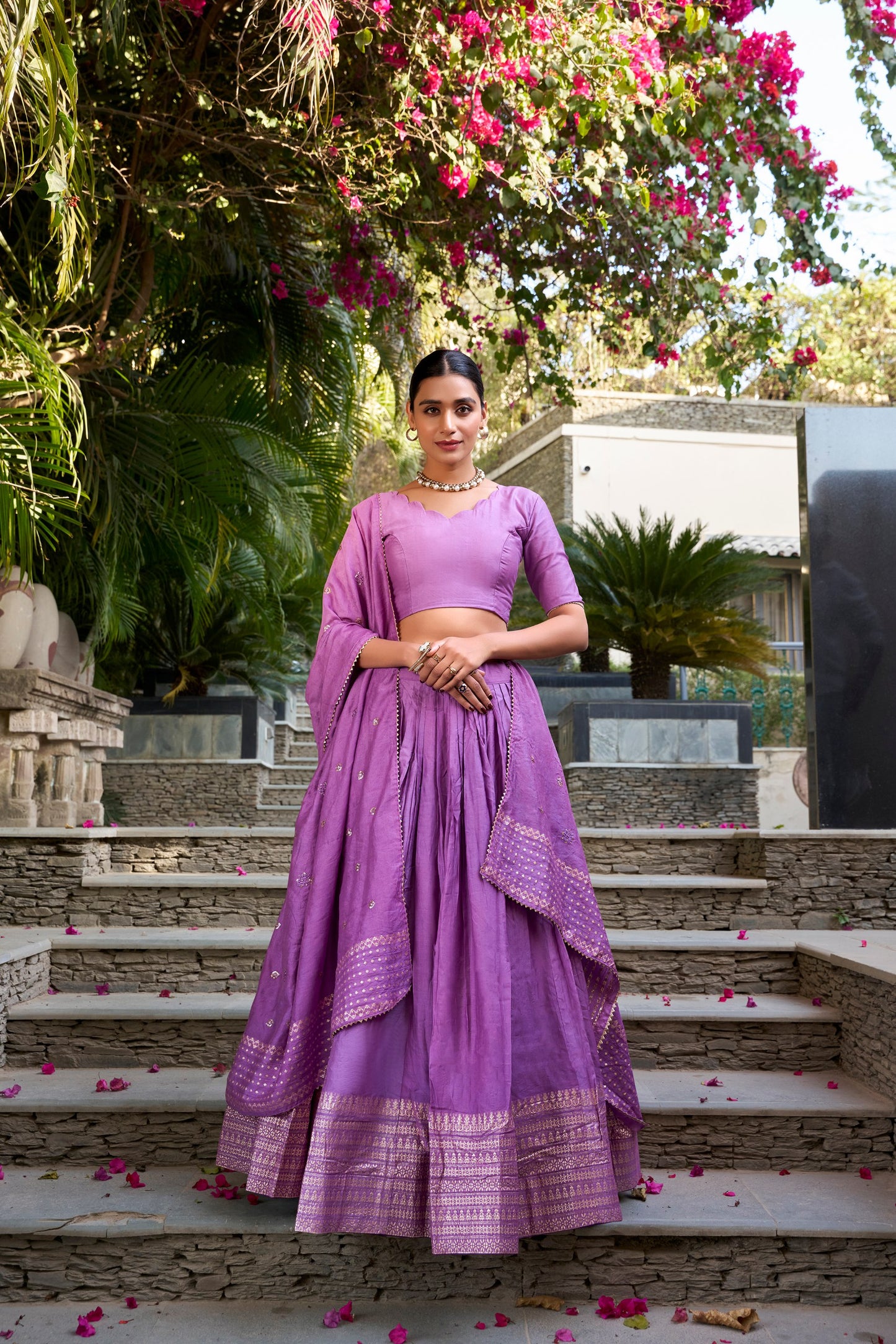 Resplendent Pure Chanderi Silk Zari Weaving Worked Lehenga Choli