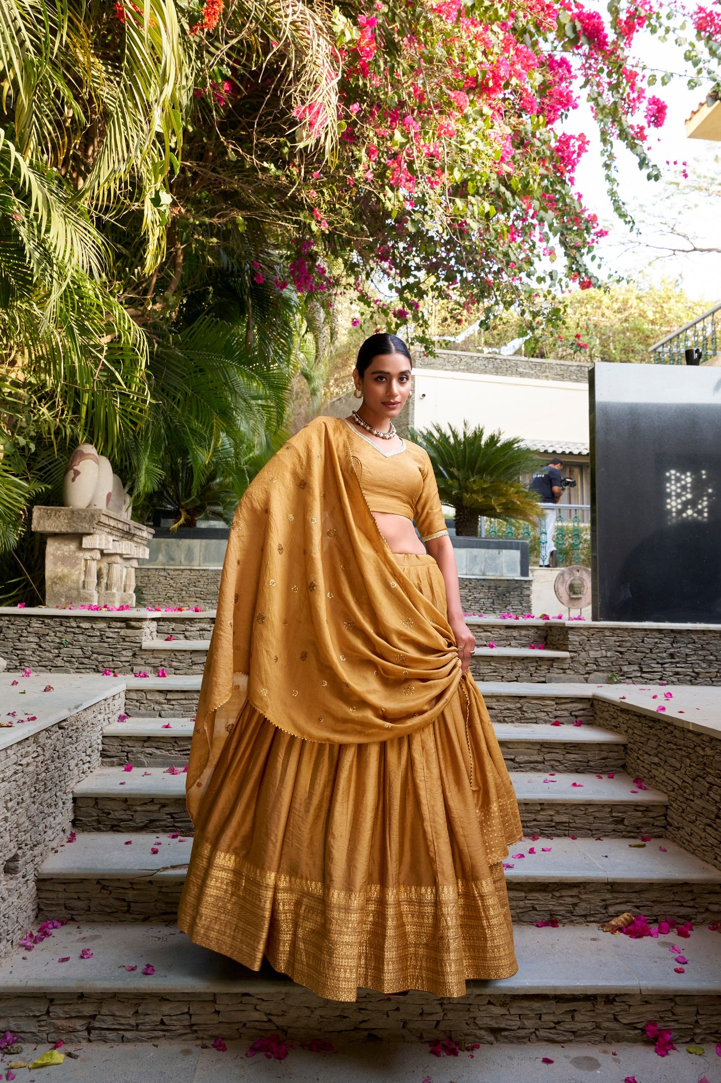 Resplendent Pure Chanderi Silk Zari Weaving Worked Lehenga Choli