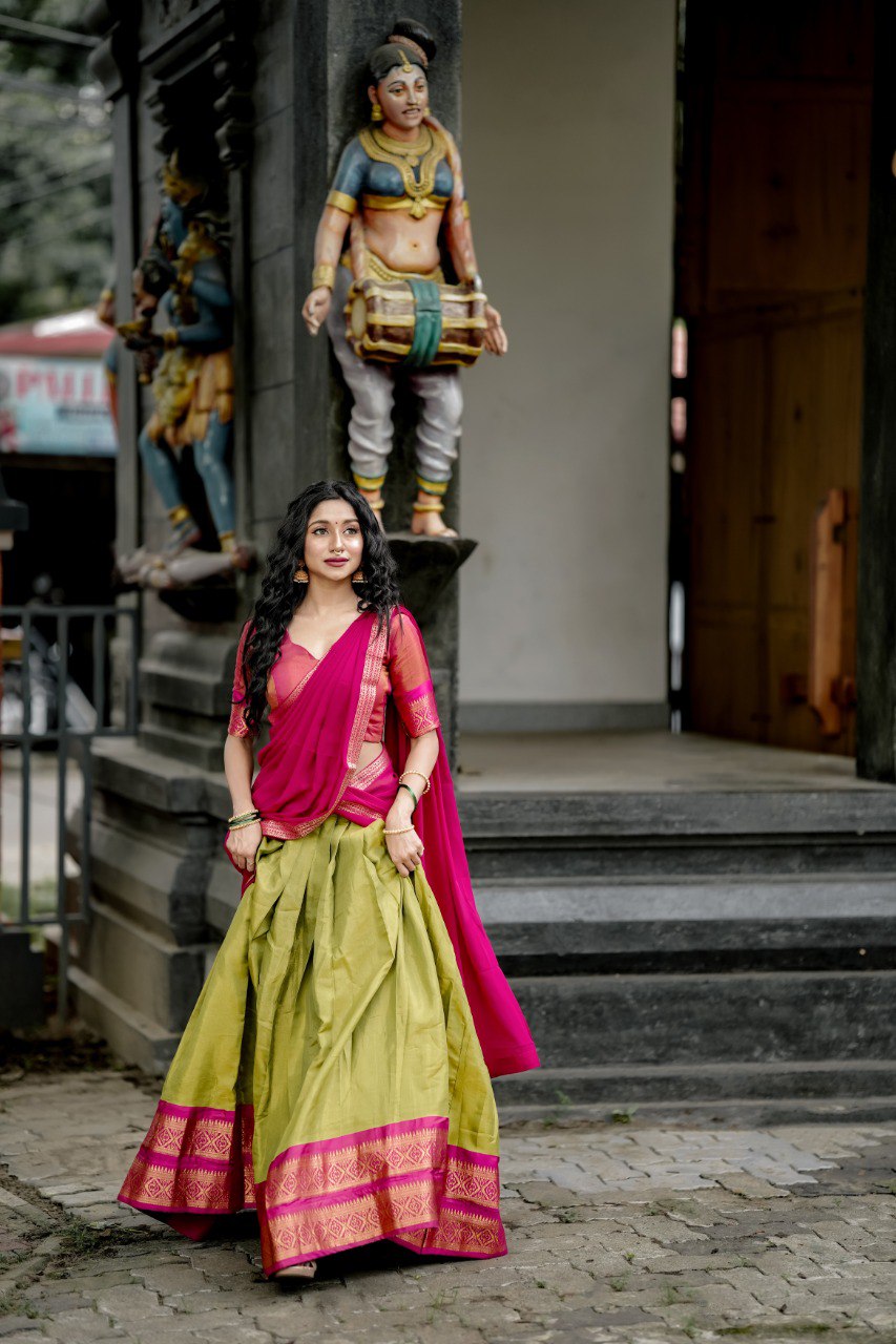 Stunning Pista Green Kanchipuram Silk Zari Weaving Worked Lehenga Choli - INDIAN ELEGANCE