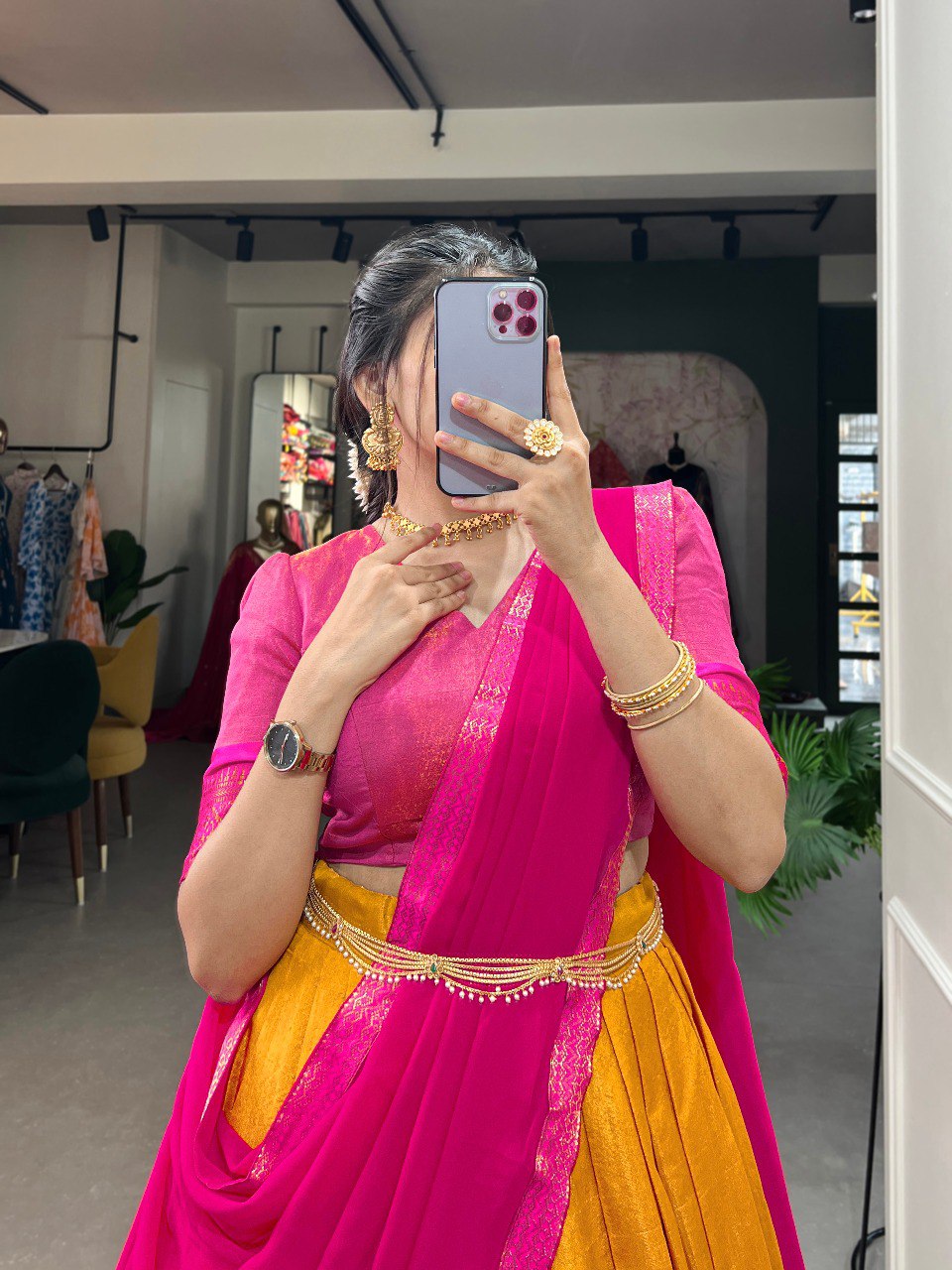 Entrancing Kanchipuram Silk Zari Weaving Worked Lehenga Choli - INDIAN ELEGANCE