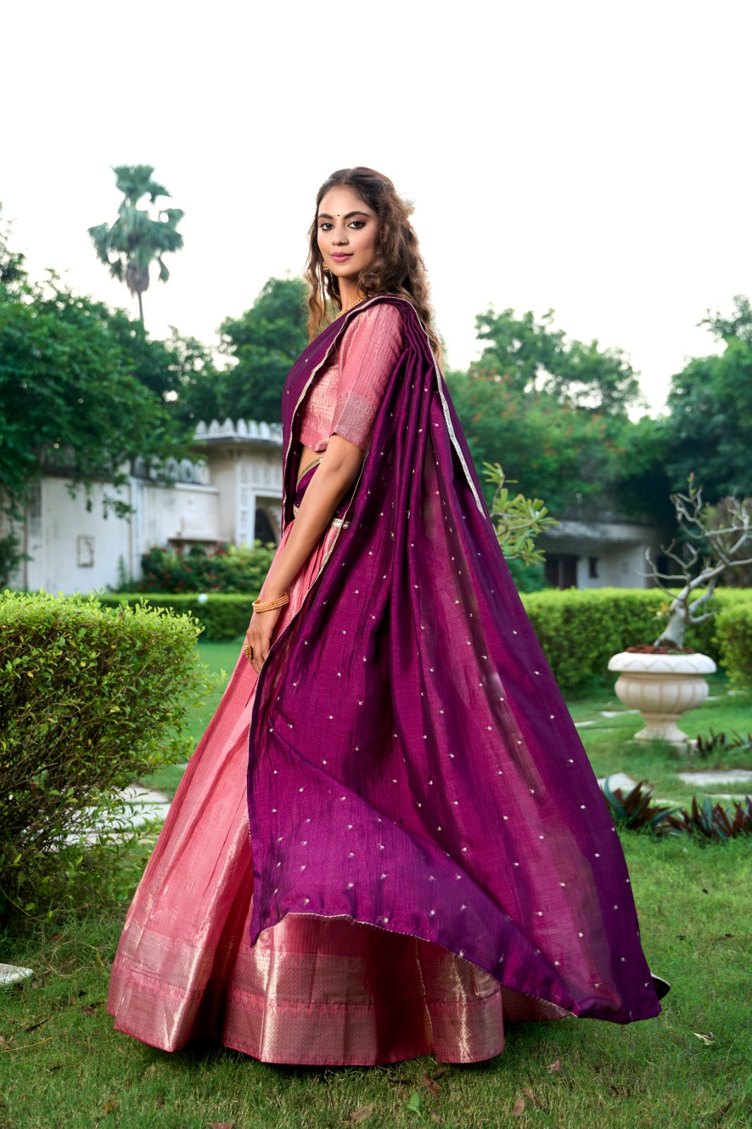 Majestic Kanchipuram Silk Zari Weaving Worked Lehenga Choli - INDIAN ELEGANCE