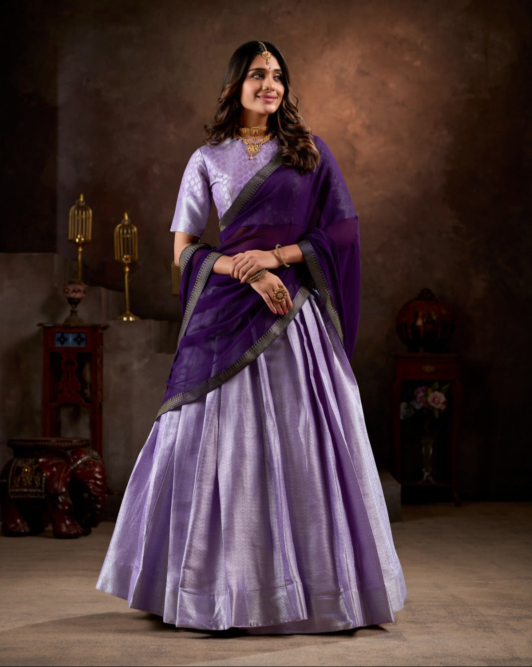 Radiant Jacquard Silk Weaving Worked Lehenga Choli Set - INDIAN ELEGANCE